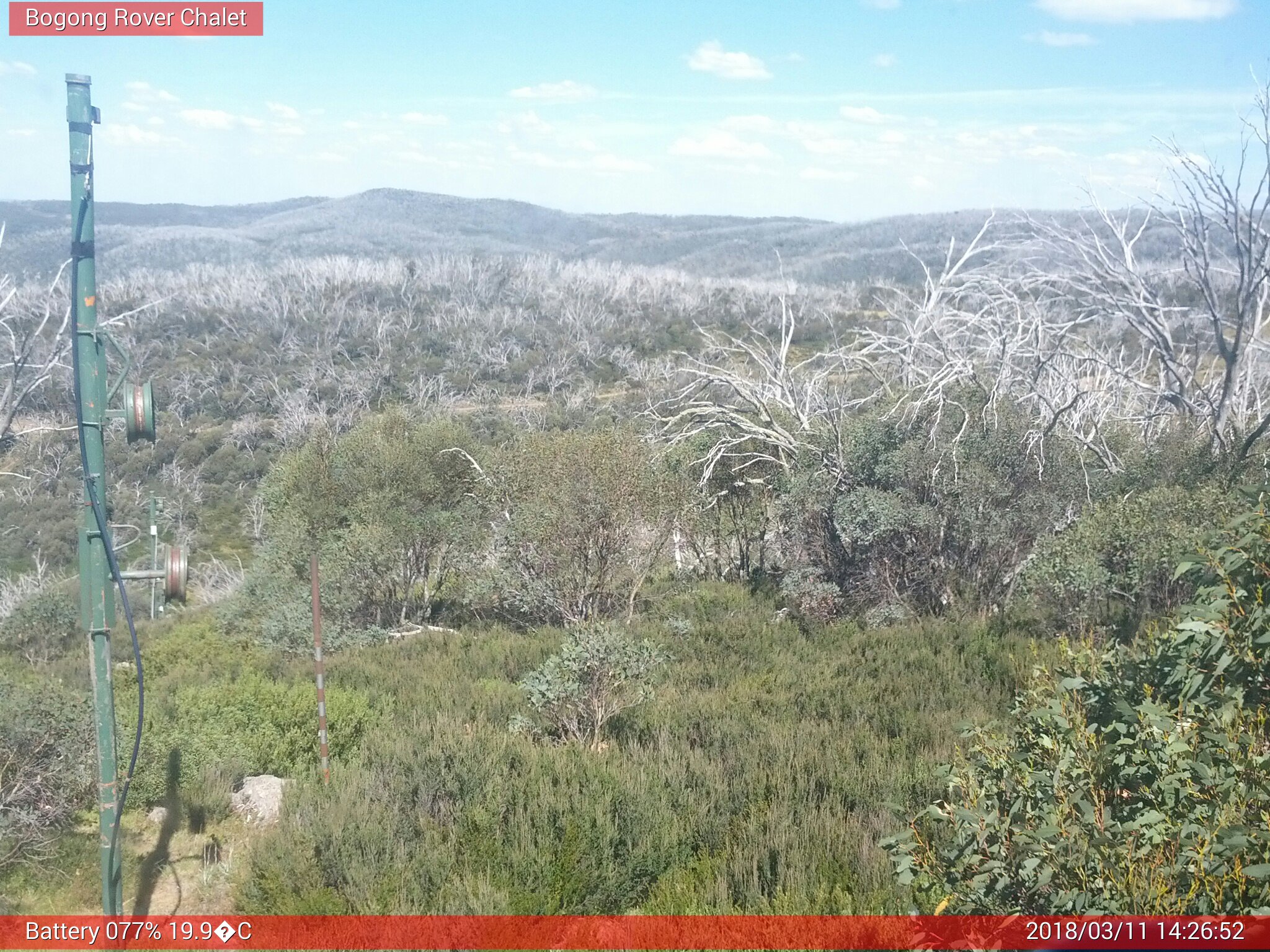 Bogong Web Cam 2:26pm Sunday 11th of March 2018