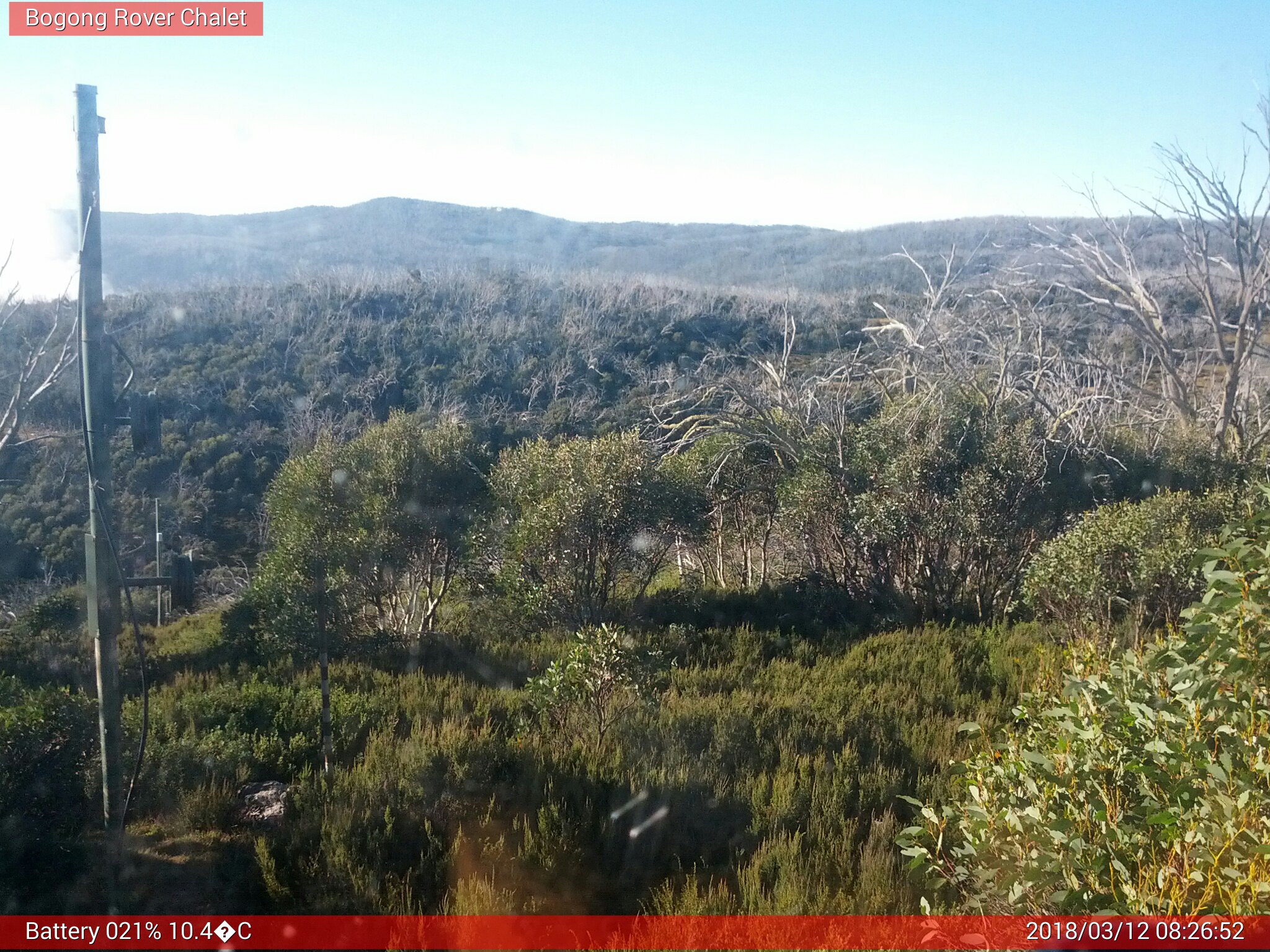 Bogong Web Cam 8:26am Monday 12th of March 2018