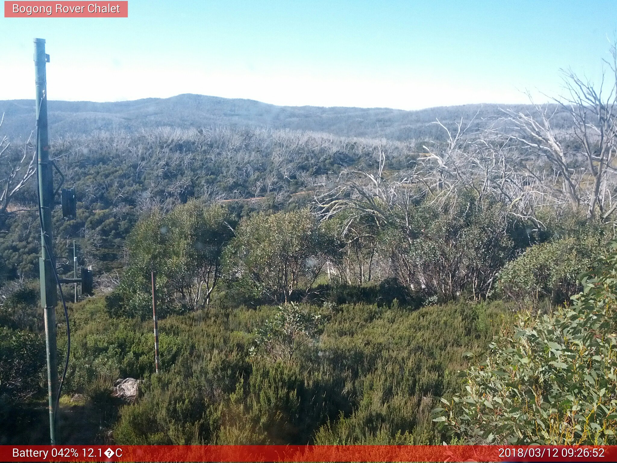 Bogong Web Cam 9:26am Monday 12th of March 2018