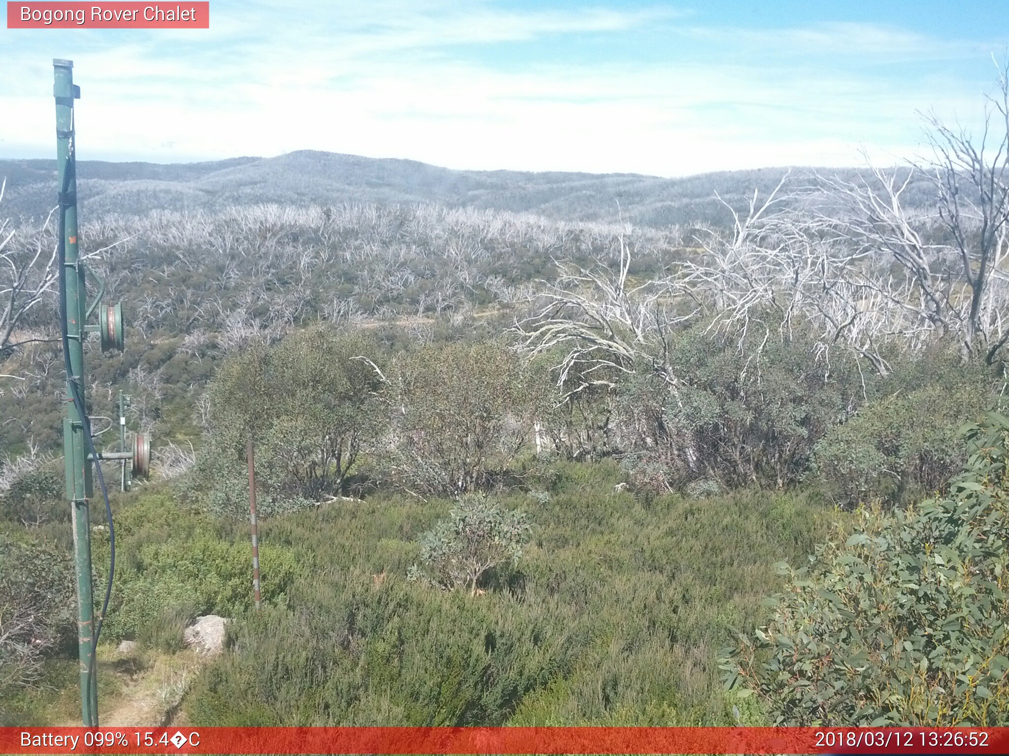 Bogong Web Cam 1:26pm Monday 12th of March 2018