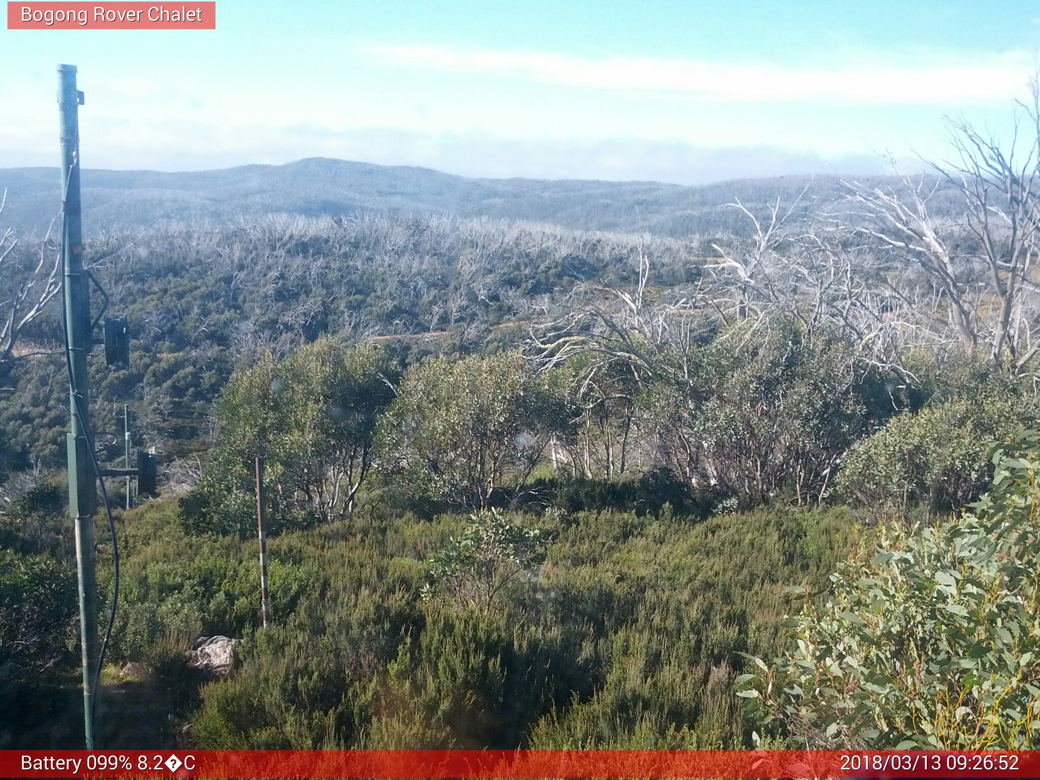 Bogong Web Cam 9:26am Tuesday 13th of March 2018