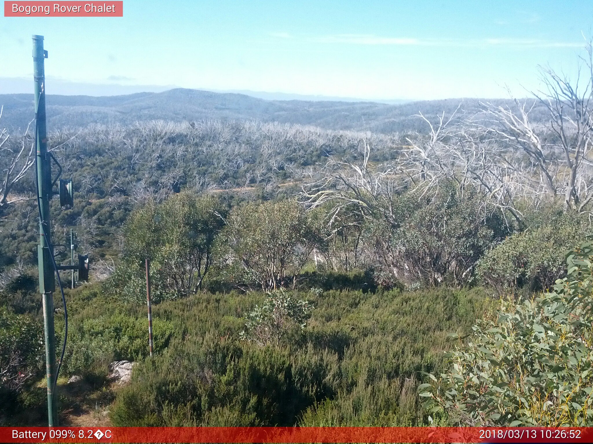 Bogong Web Cam 10:26am Tuesday 13th of March 2018