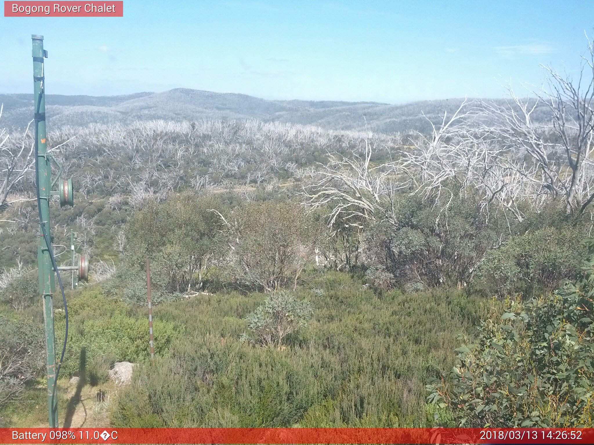 Bogong Web Cam 2:26pm Tuesday 13th of March 2018