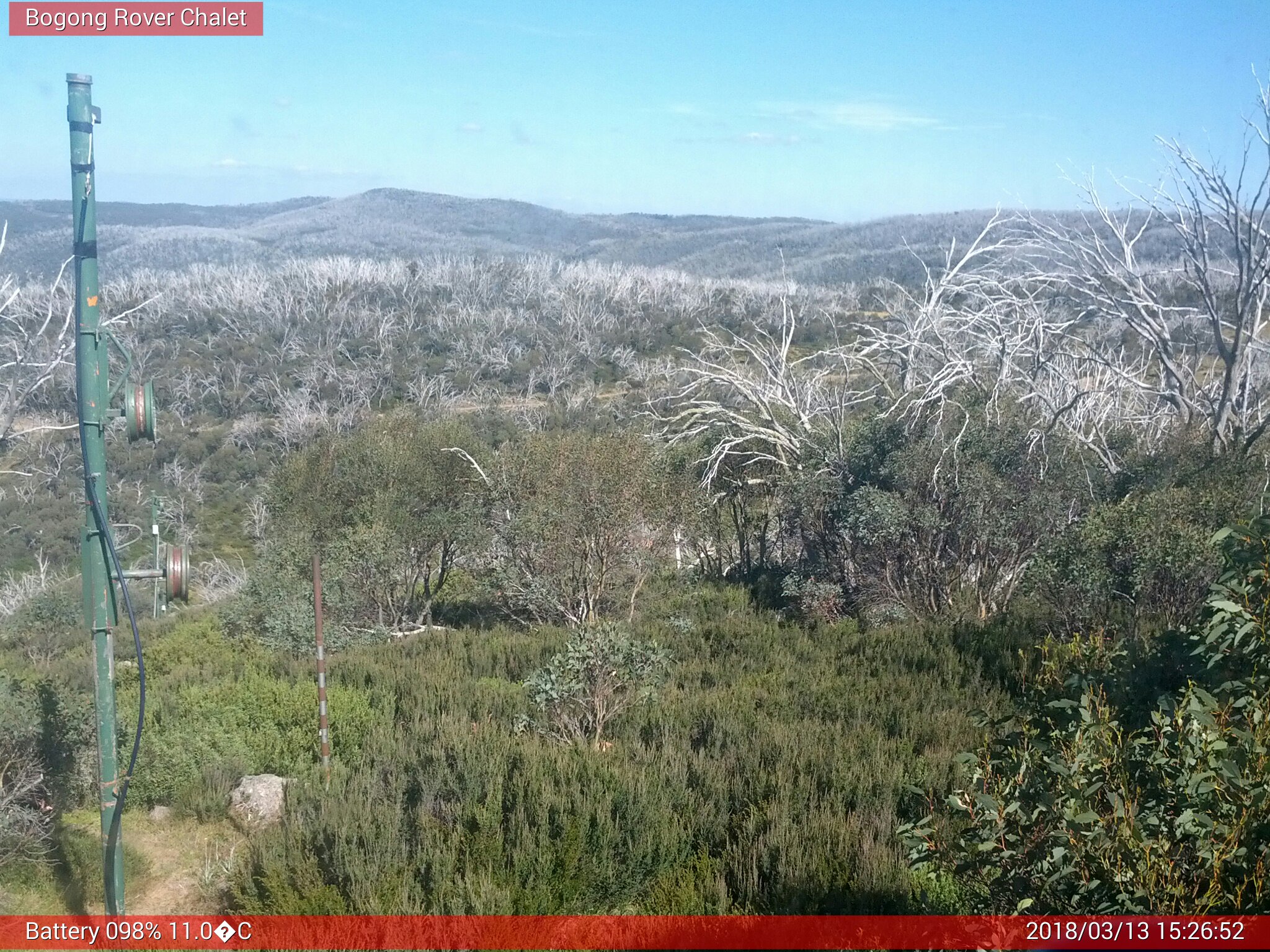 Bogong Web Cam 3:26pm Tuesday 13th of March 2018