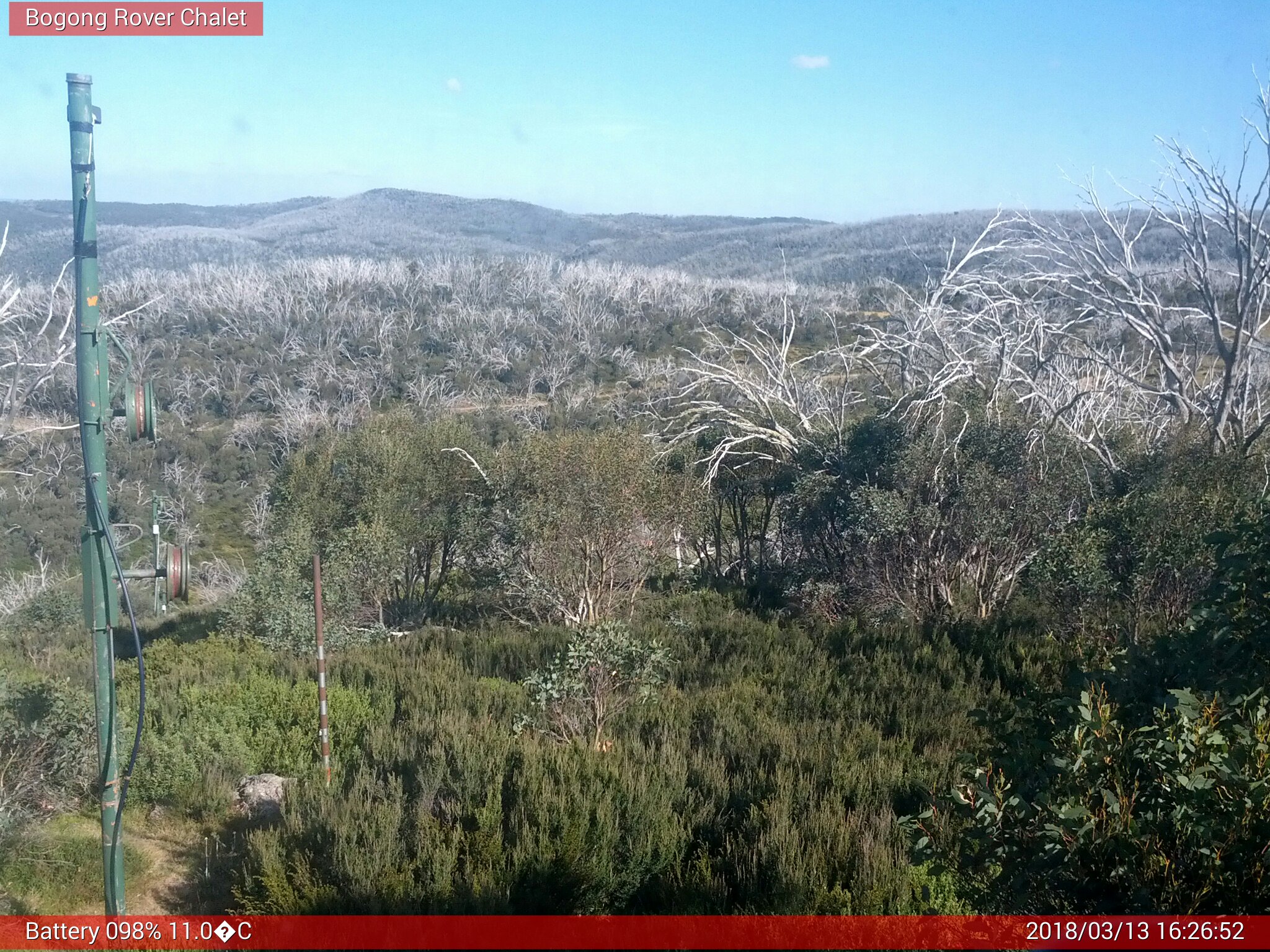 Bogong Web Cam 4:26pm Tuesday 13th of March 2018