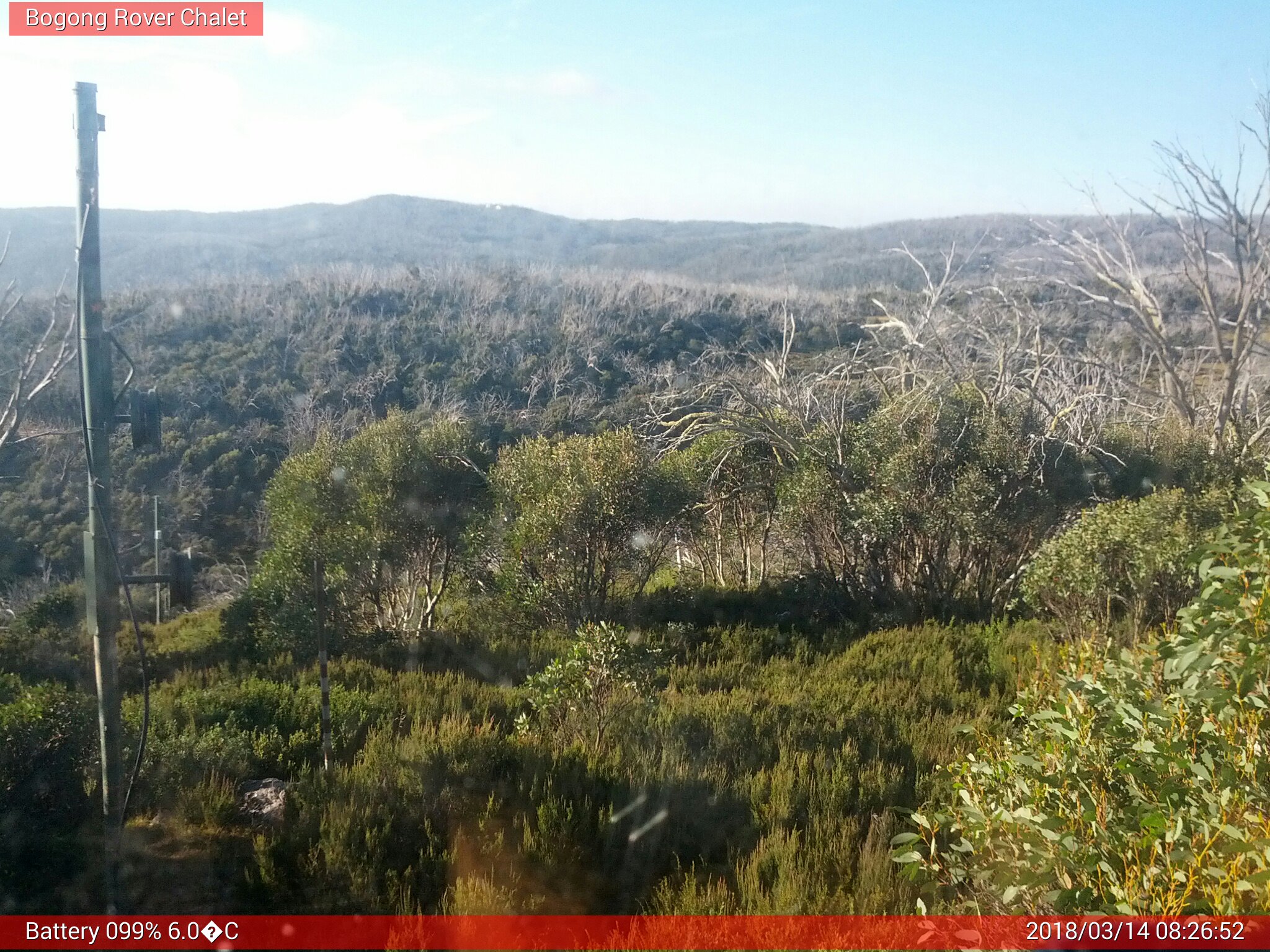 Bogong Web Cam 8:26am Wednesday 14th of March 2018