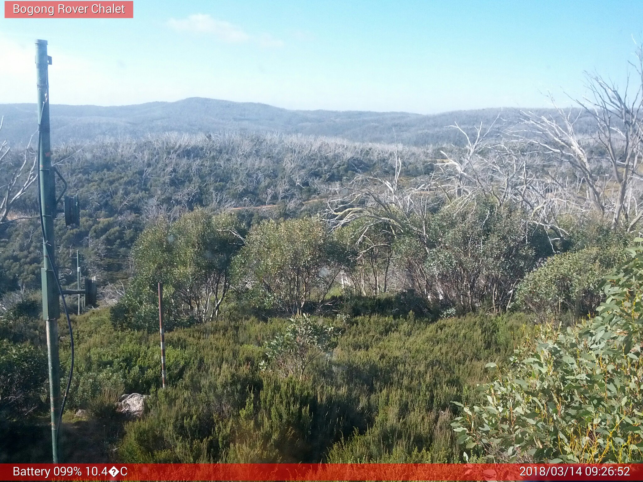 Bogong Web Cam 9:26am Wednesday 14th of March 2018