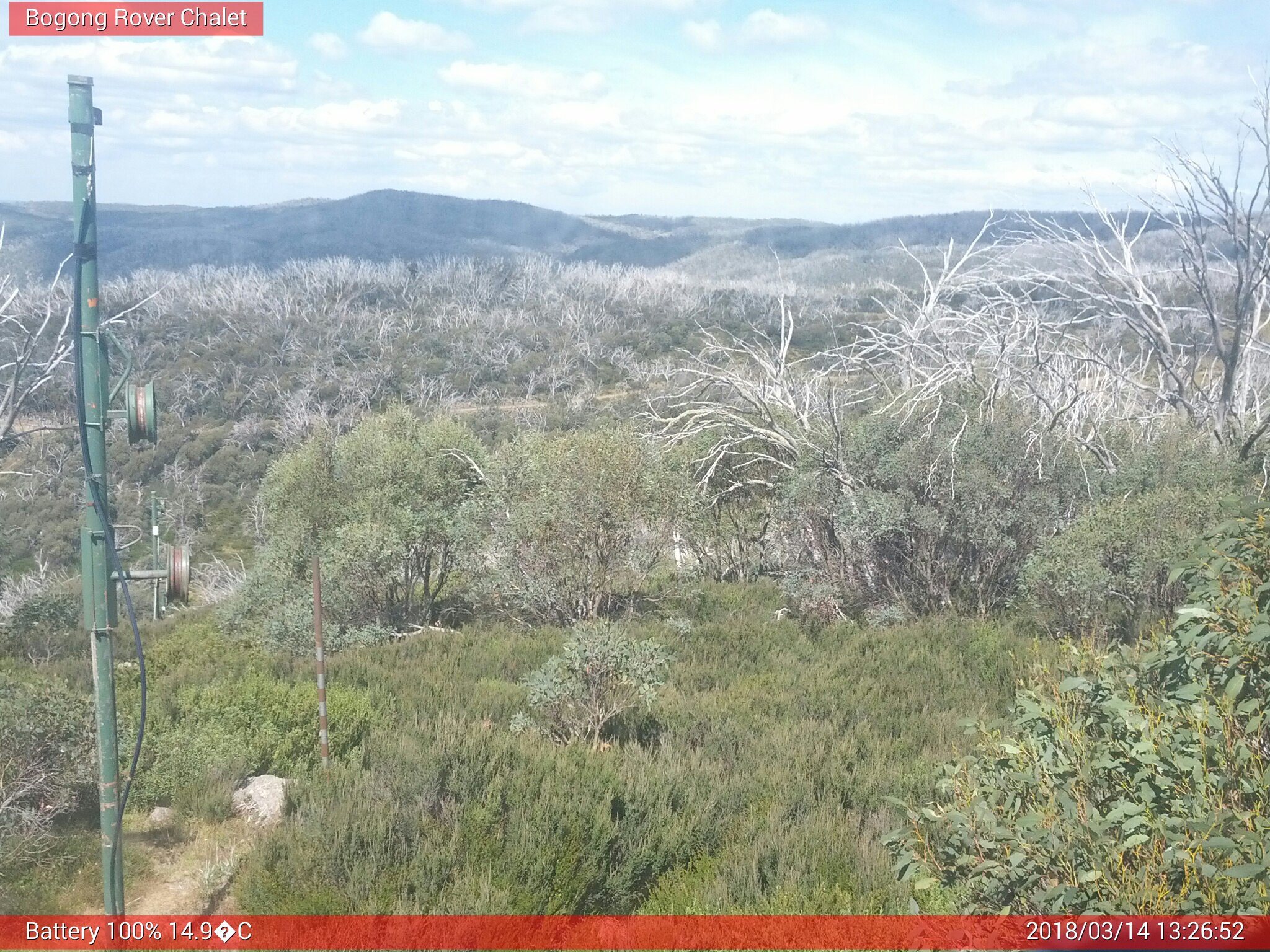 Bogong Web Cam 1:26pm Wednesday 14th of March 2018