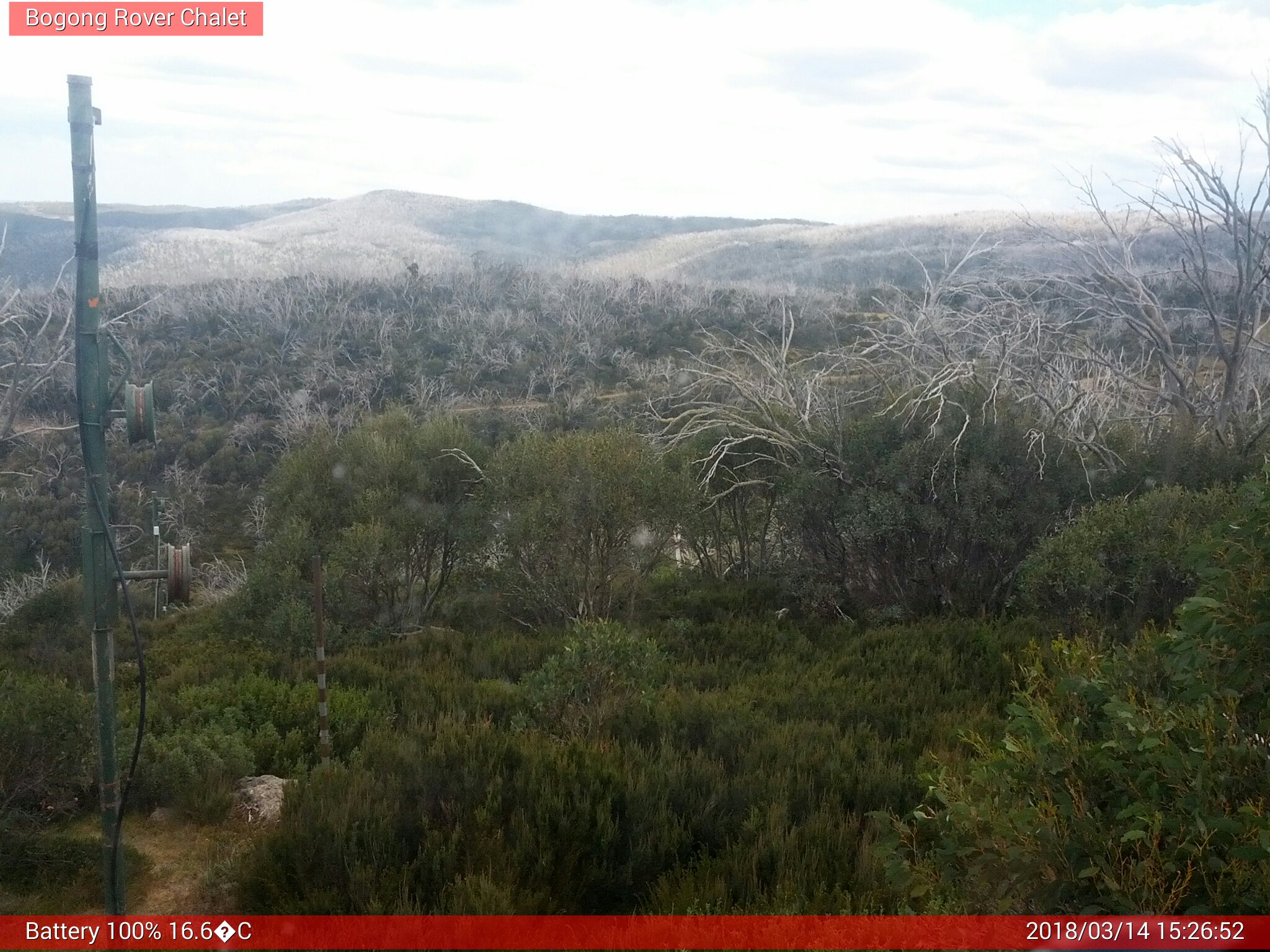 Bogong Web Cam 3:26pm Wednesday 14th of March 2018