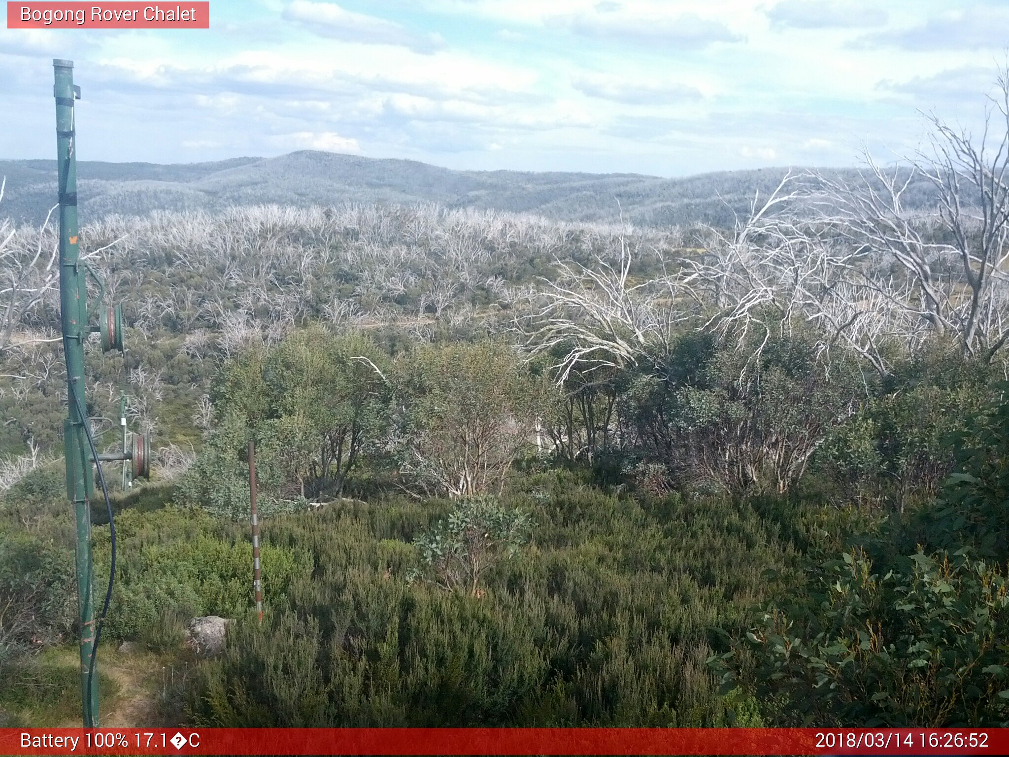 Bogong Web Cam 4:26pm Wednesday 14th of March 2018