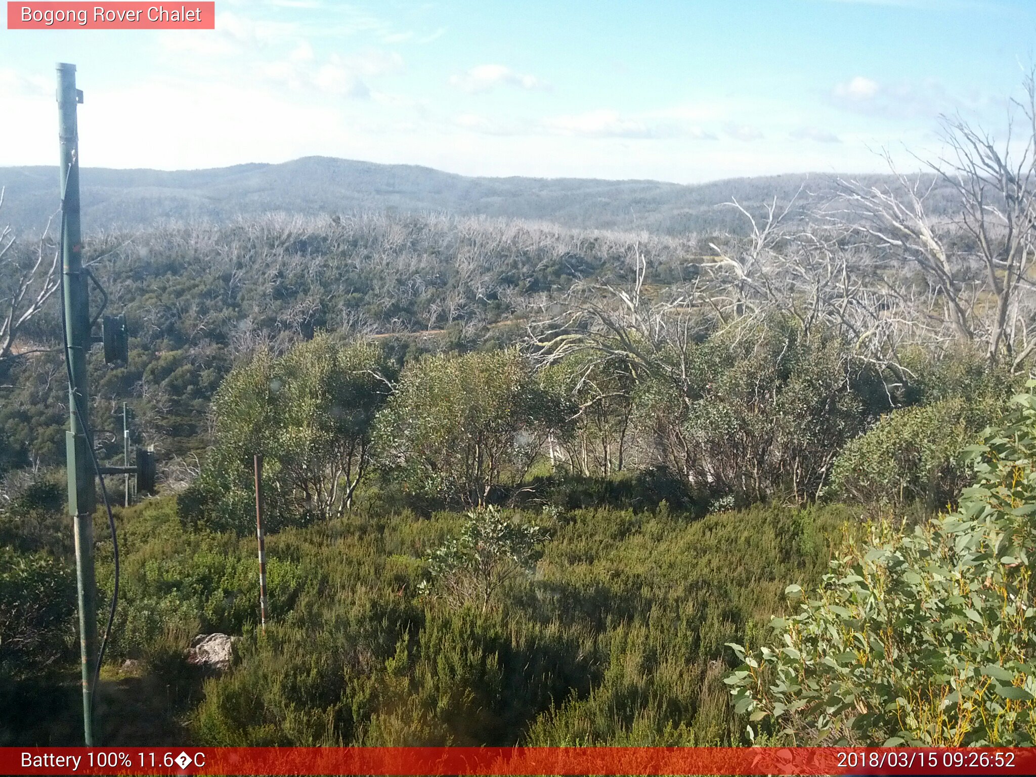 Bogong Web Cam 9:26am Thursday 15th of March 2018