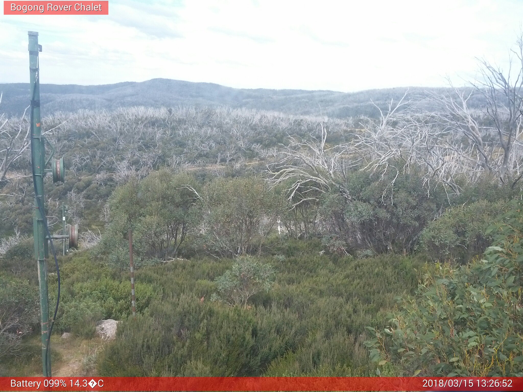 Bogong Web Cam 1:26pm Thursday 15th of March 2018