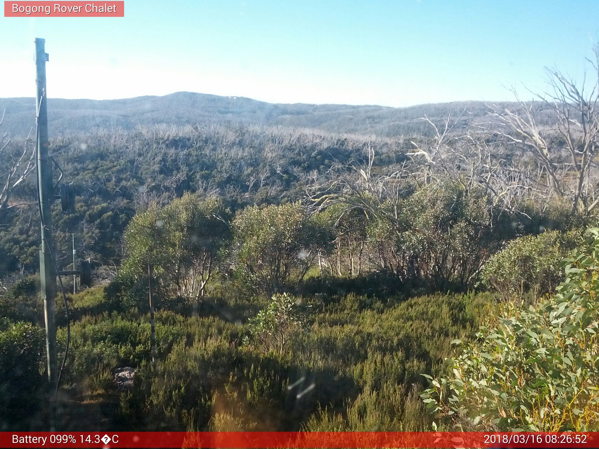 Bogong Web Cam 8:26am Friday 16th of March 2018