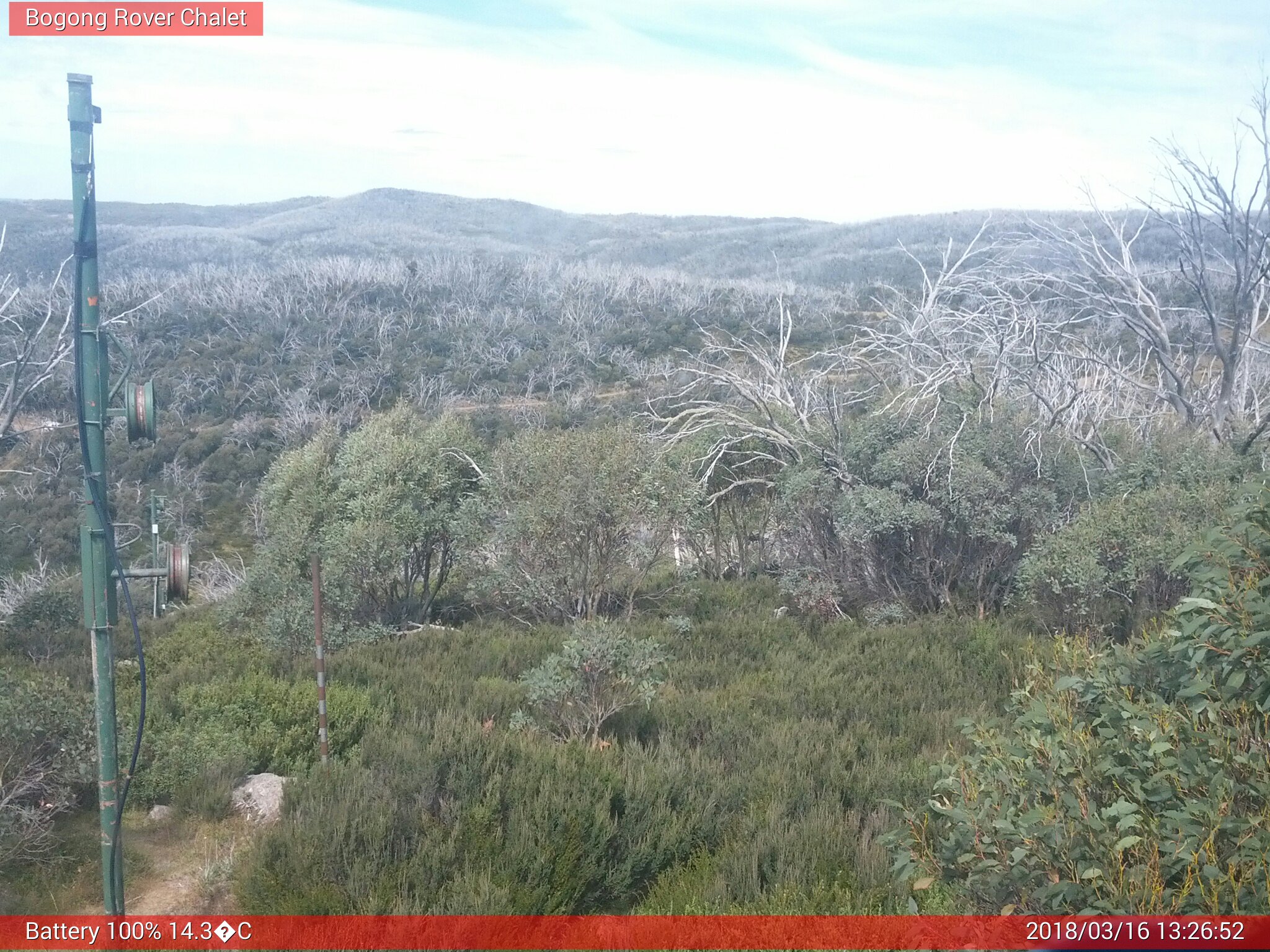 Bogong Web Cam 1:26pm Friday 16th of March 2018