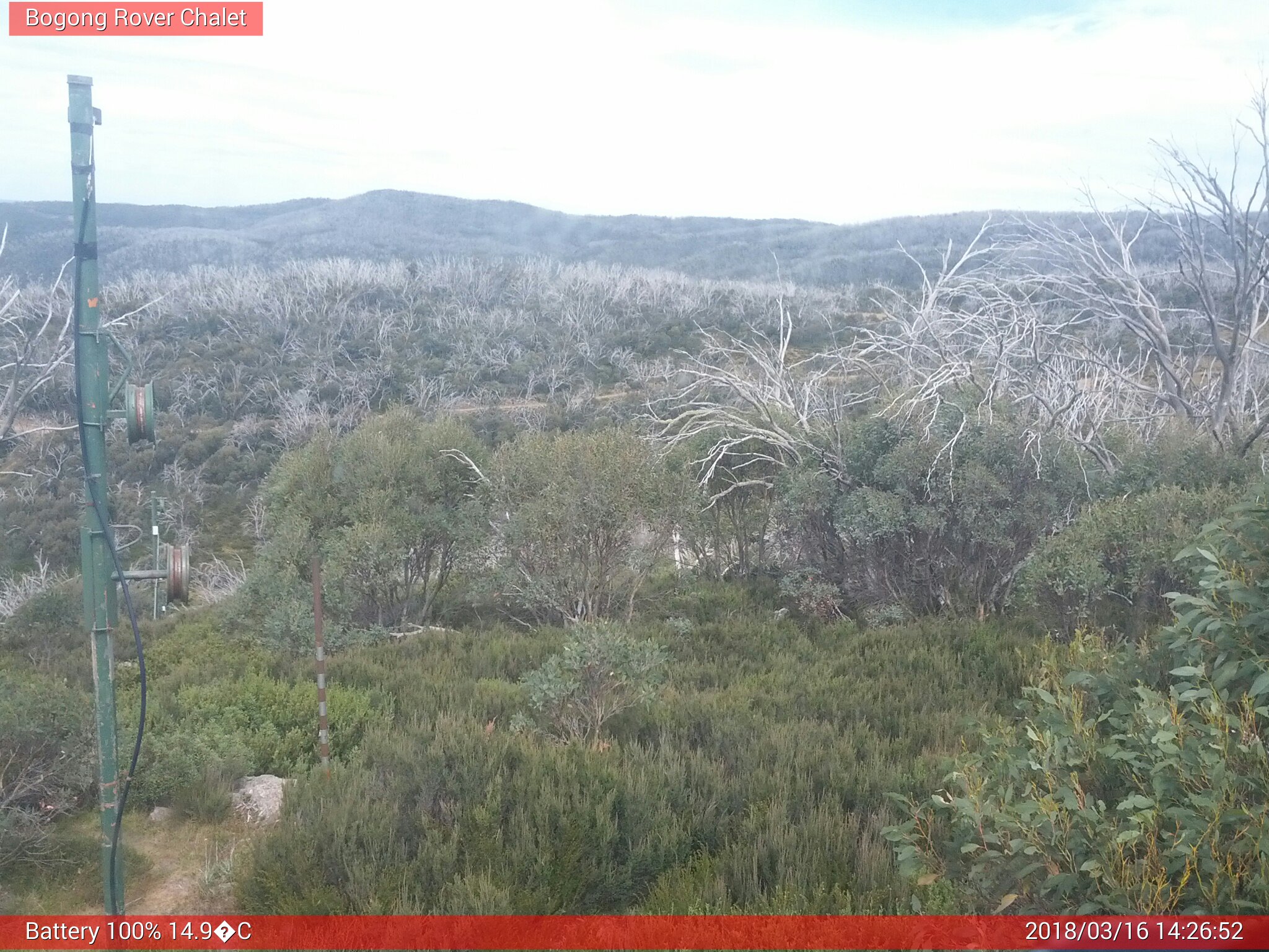 Bogong Web Cam 2:26pm Friday 16th of March 2018