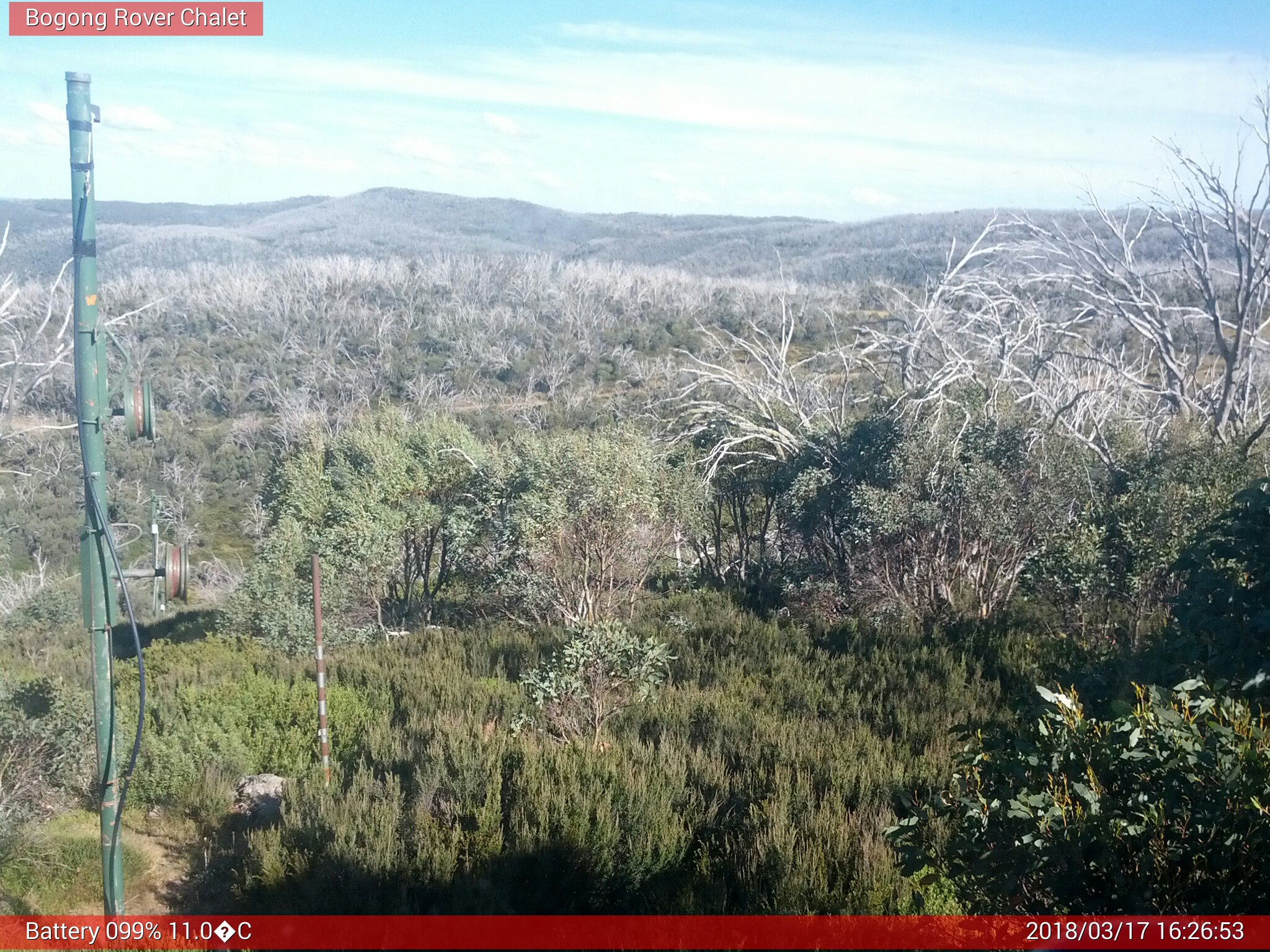 Bogong Web Cam 4:26pm Saturday 17th of March 2018