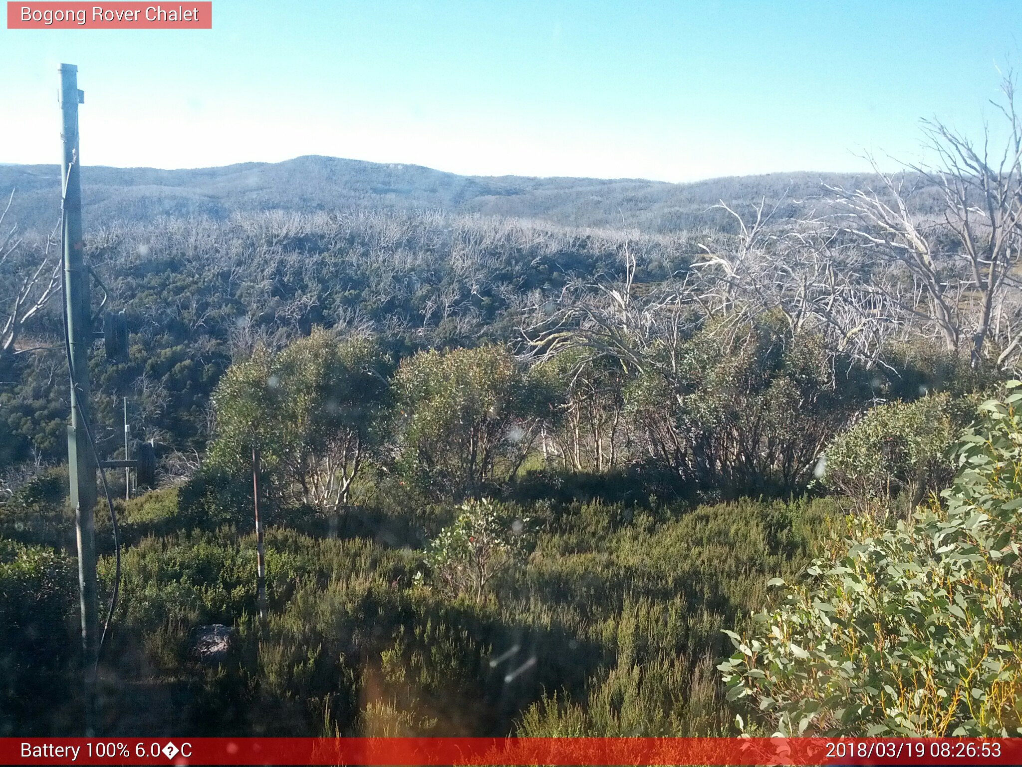 Bogong Web Cam 8:26am Monday 19th of March 2018