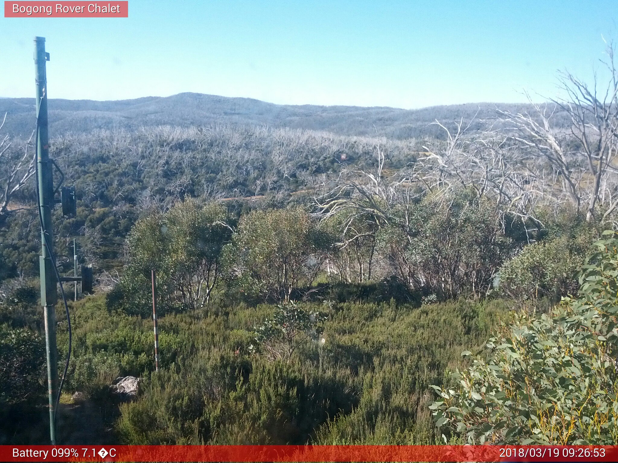 Bogong Web Cam 9:26am Monday 19th of March 2018