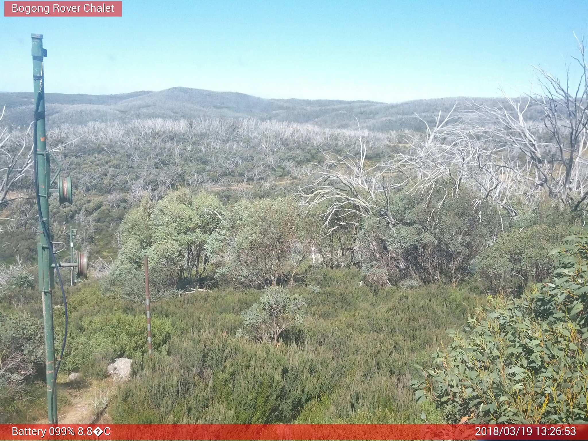 Bogong Web Cam 1:26pm Monday 19th of March 2018