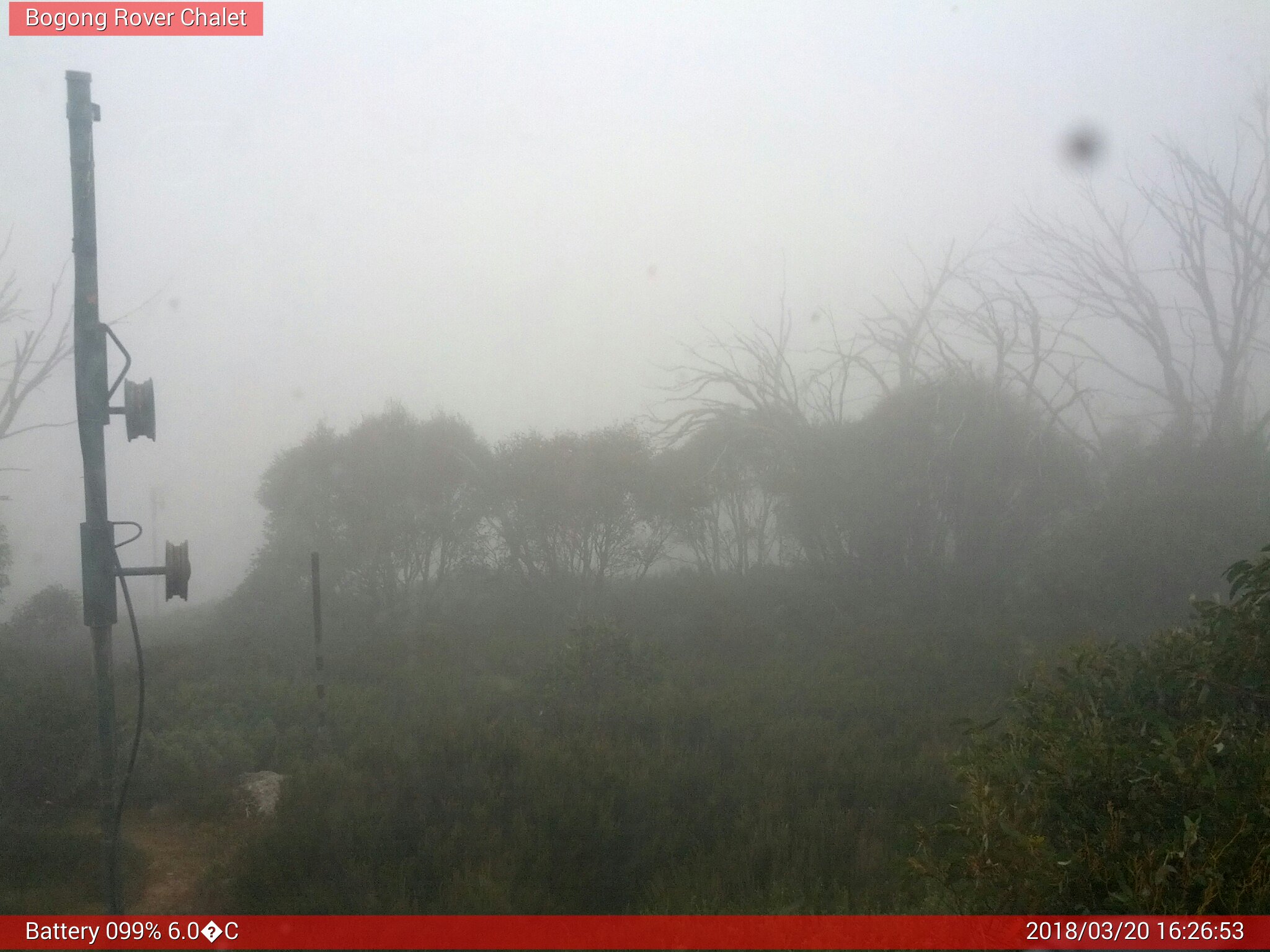 Bogong Web Cam 4:26pm Tuesday 20th of March 2018