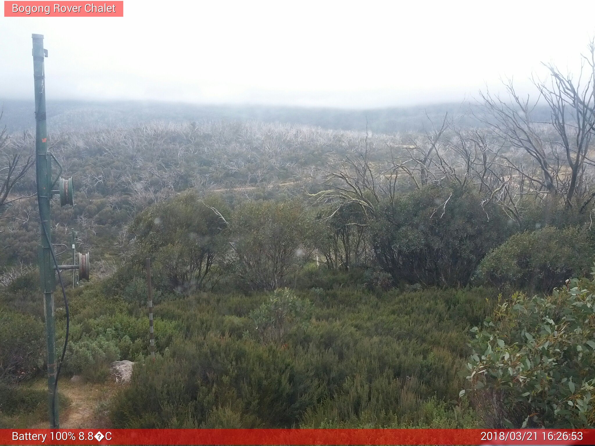 Bogong Web Cam 4:26pm Wednesday 21st of March 2018