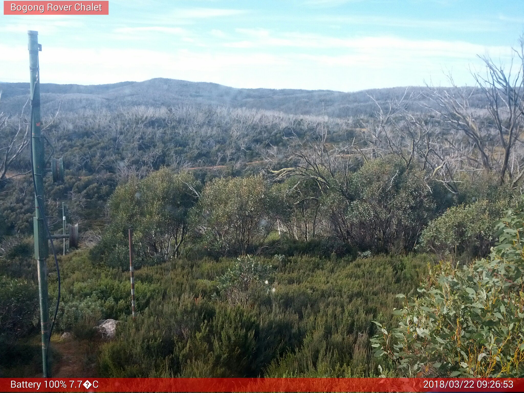 Bogong Web Cam 9:26am Thursday 22nd of March 2018