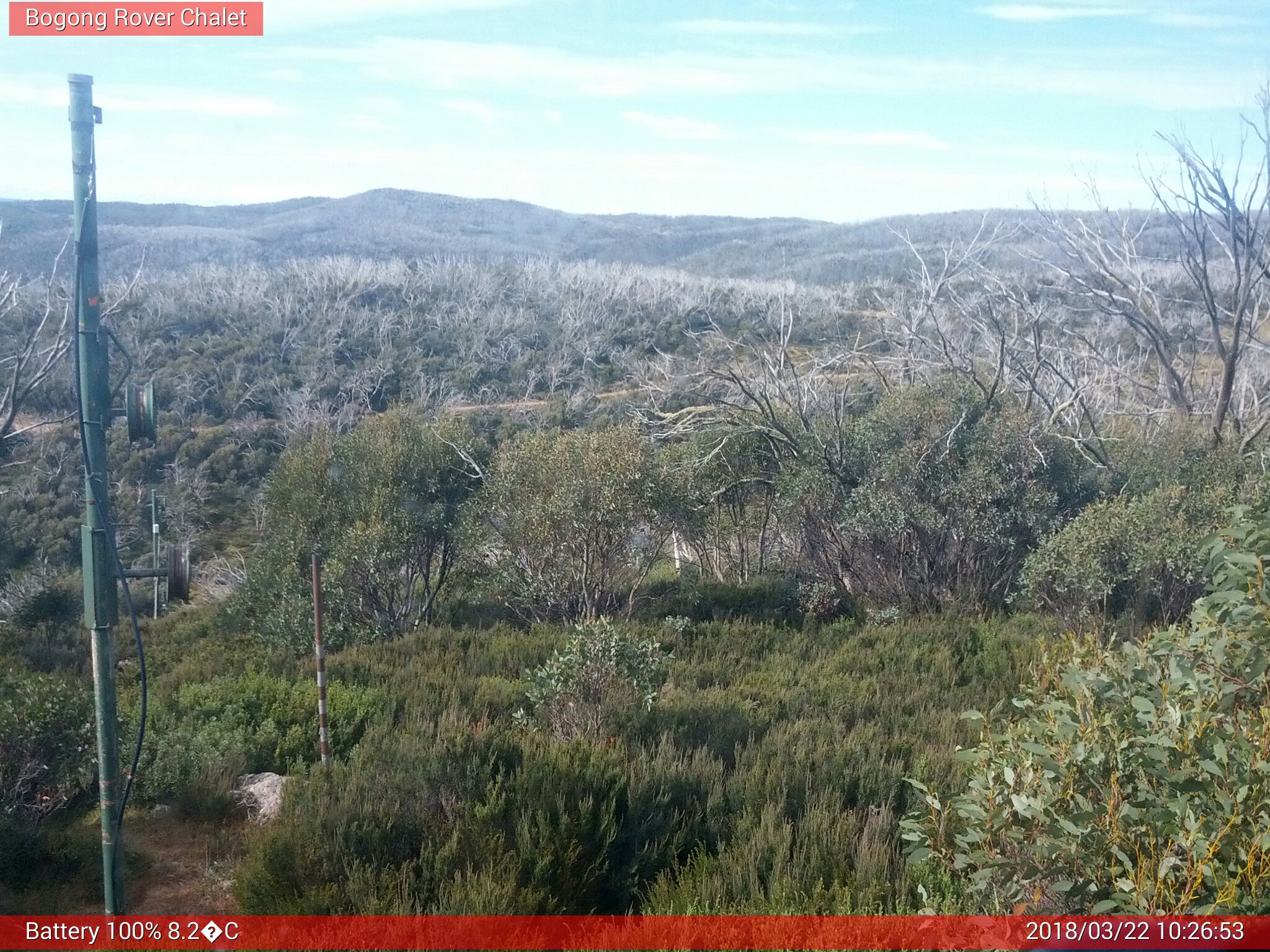 Bogong Web Cam 10:26am Thursday 22nd of March 2018