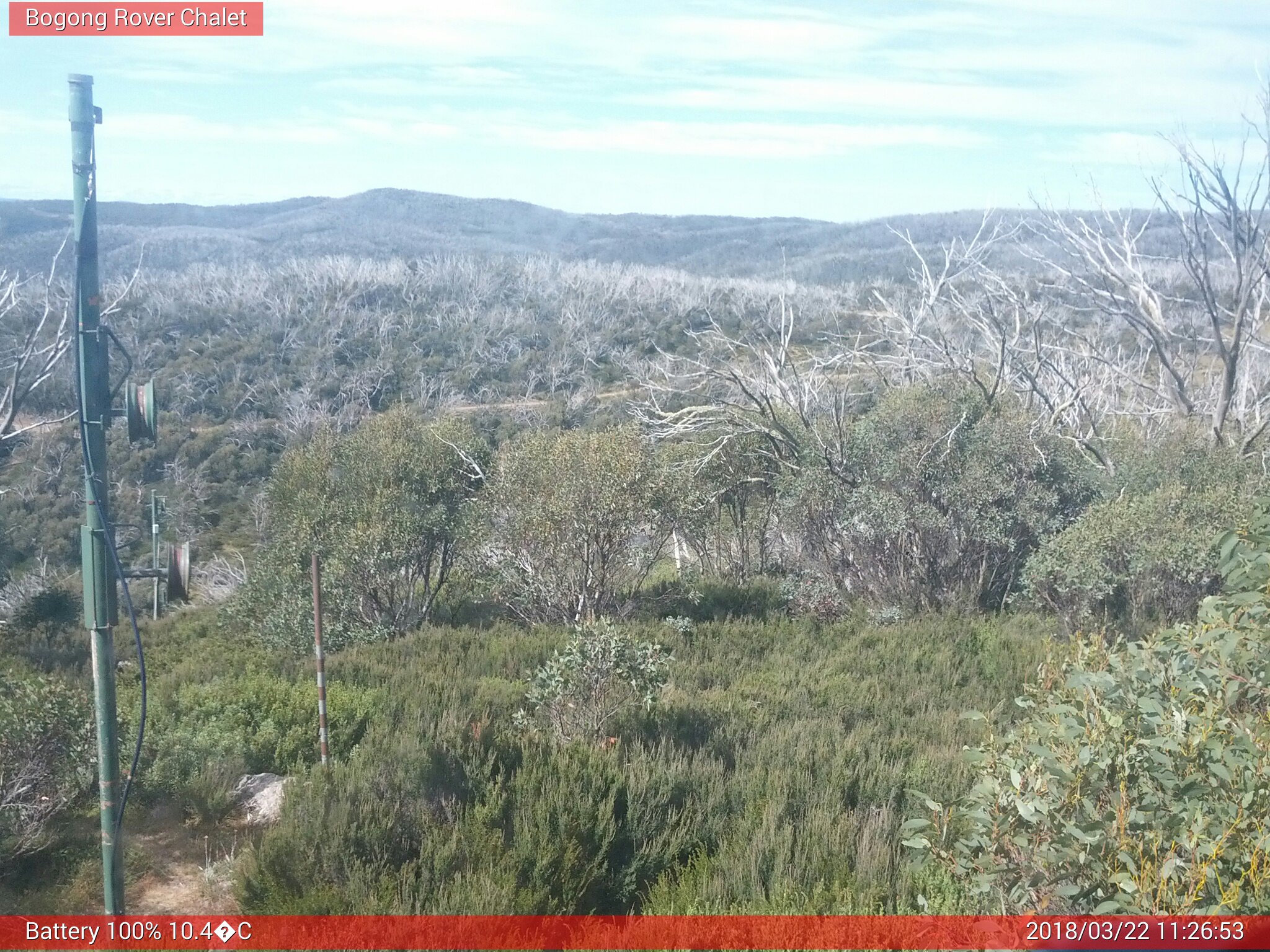 Bogong Web Cam 11:26am Thursday 22nd of March 2018