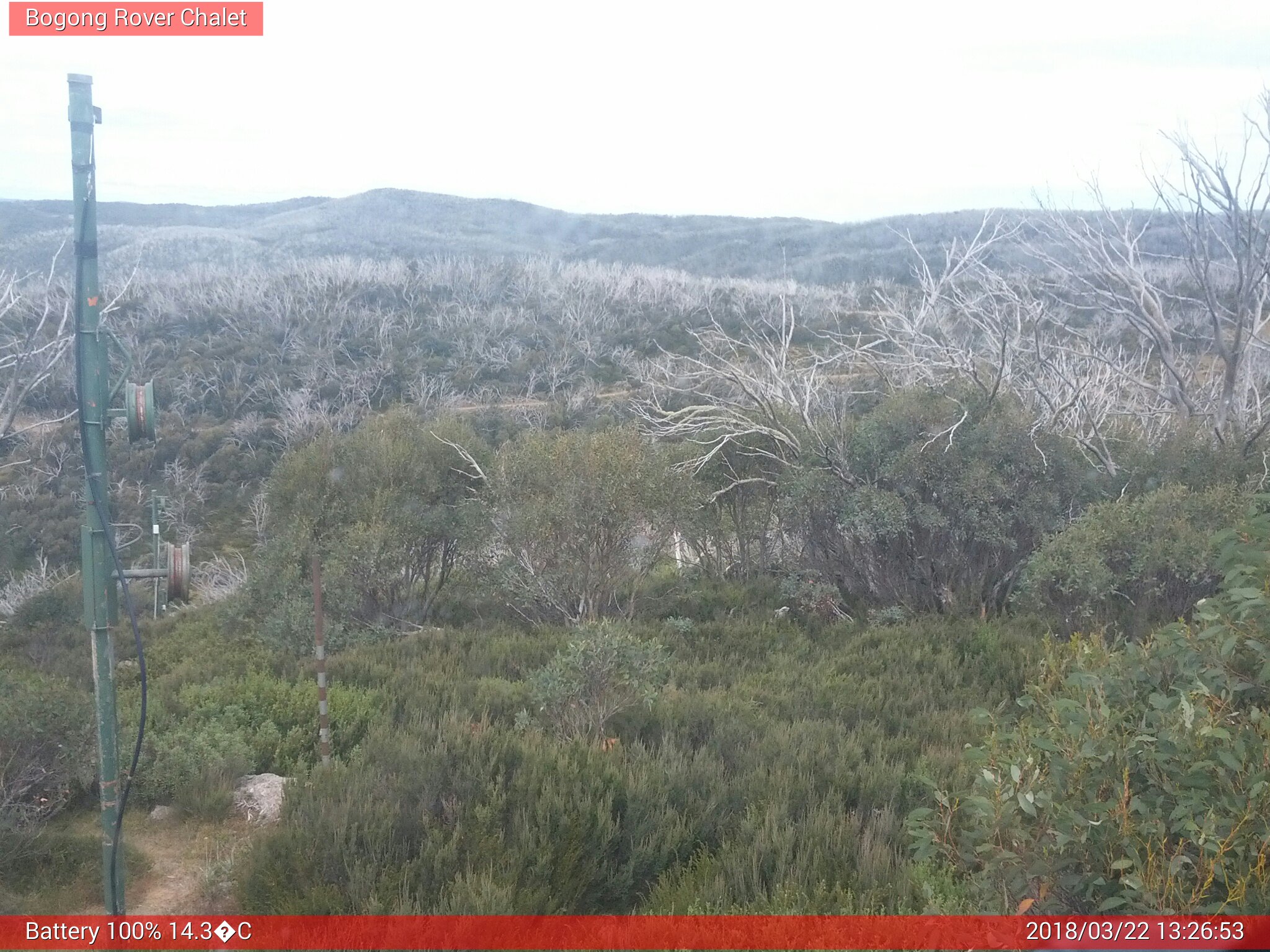 Bogong Web Cam 1:26pm Thursday 22nd of March 2018