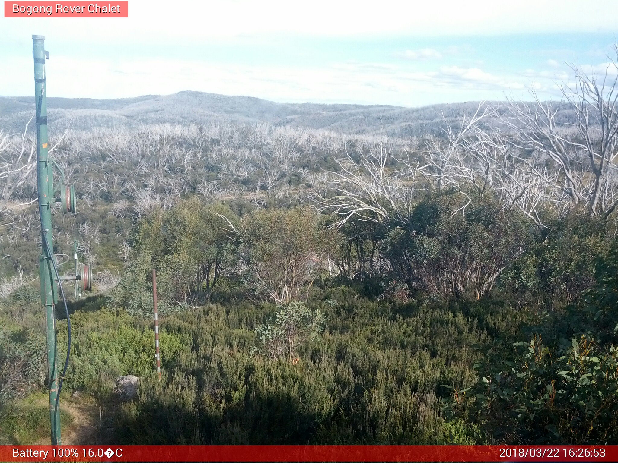 Bogong Web Cam 4:26pm Thursday 22nd of March 2018