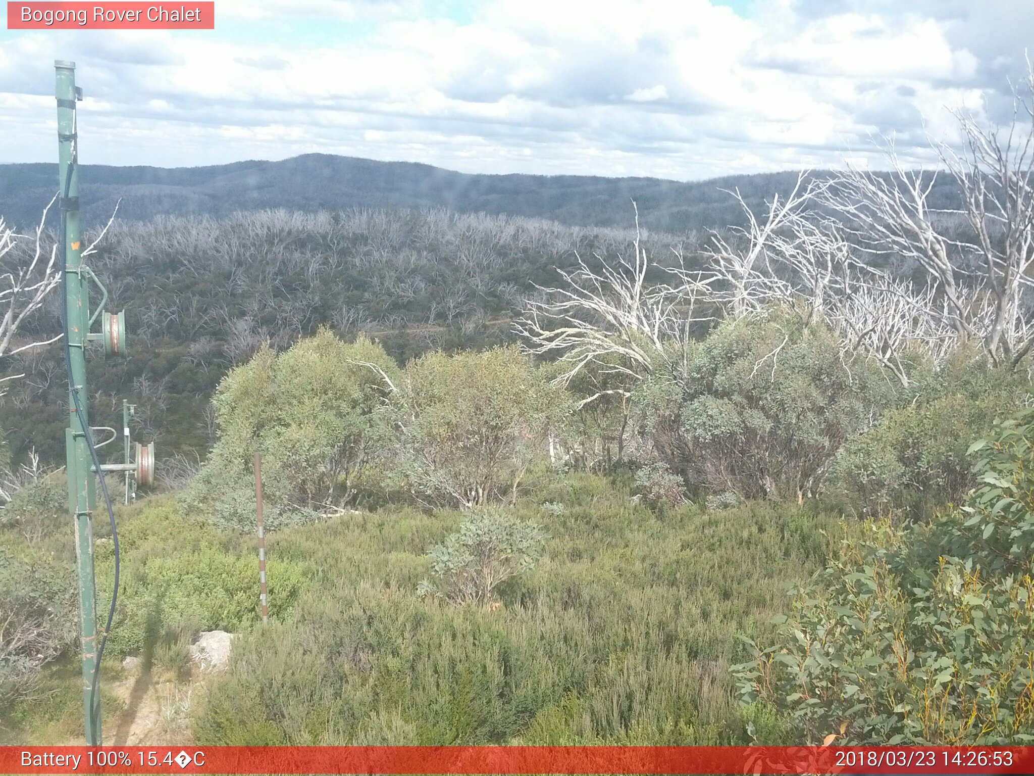 Bogong Web Cam 2:26pm Friday 23rd of March 2018