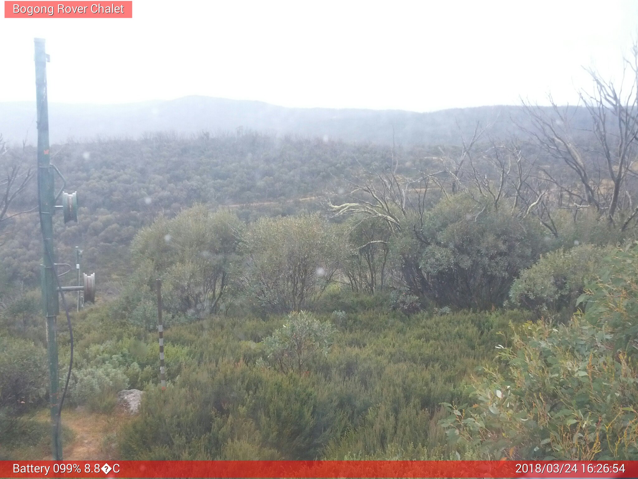 Bogong Web Cam 4:26pm Saturday 24th of March 2018