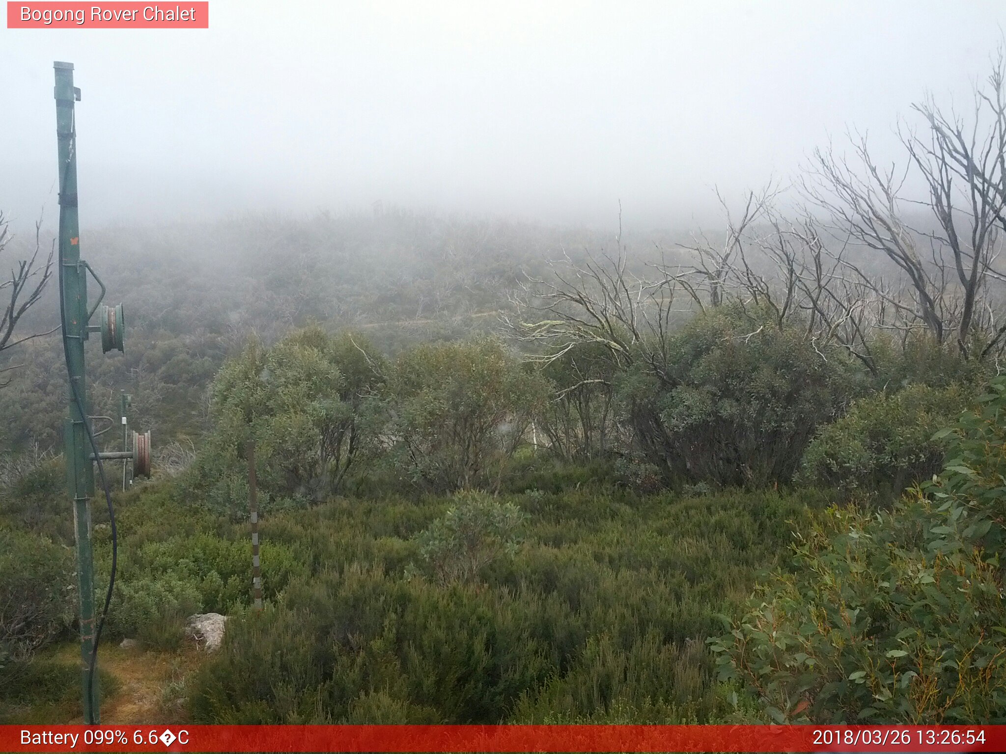 Bogong Web Cam 1:26pm Monday 26th of March 2018