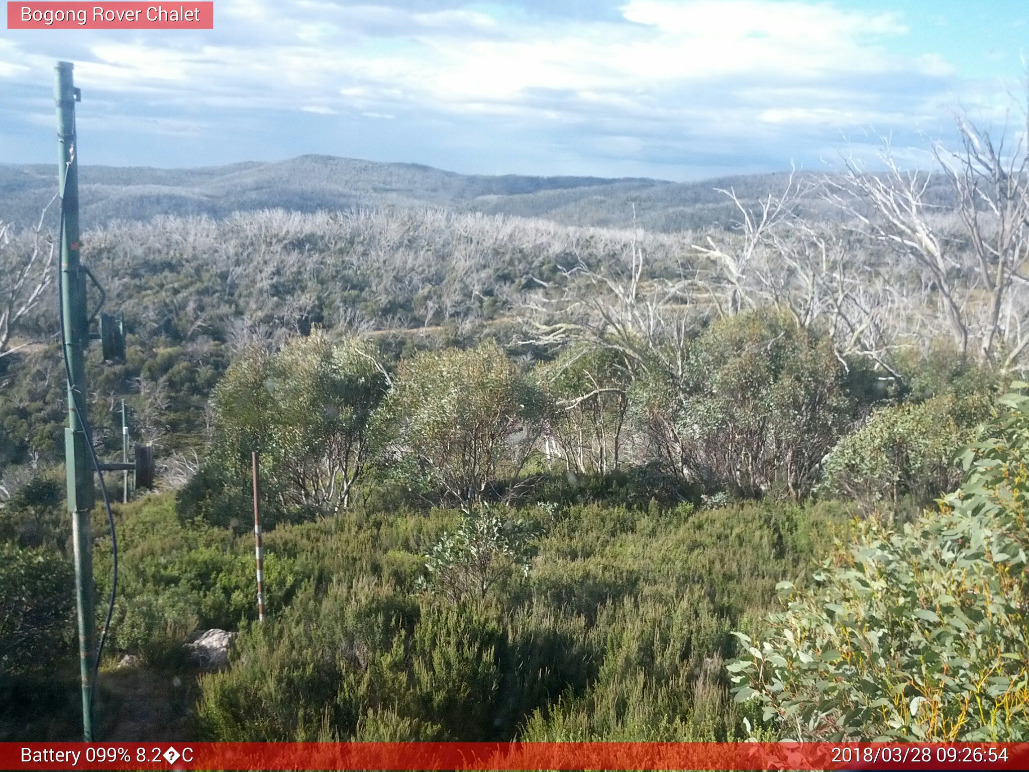 Bogong Web Cam 9:26am Wednesday 28th of March 2018