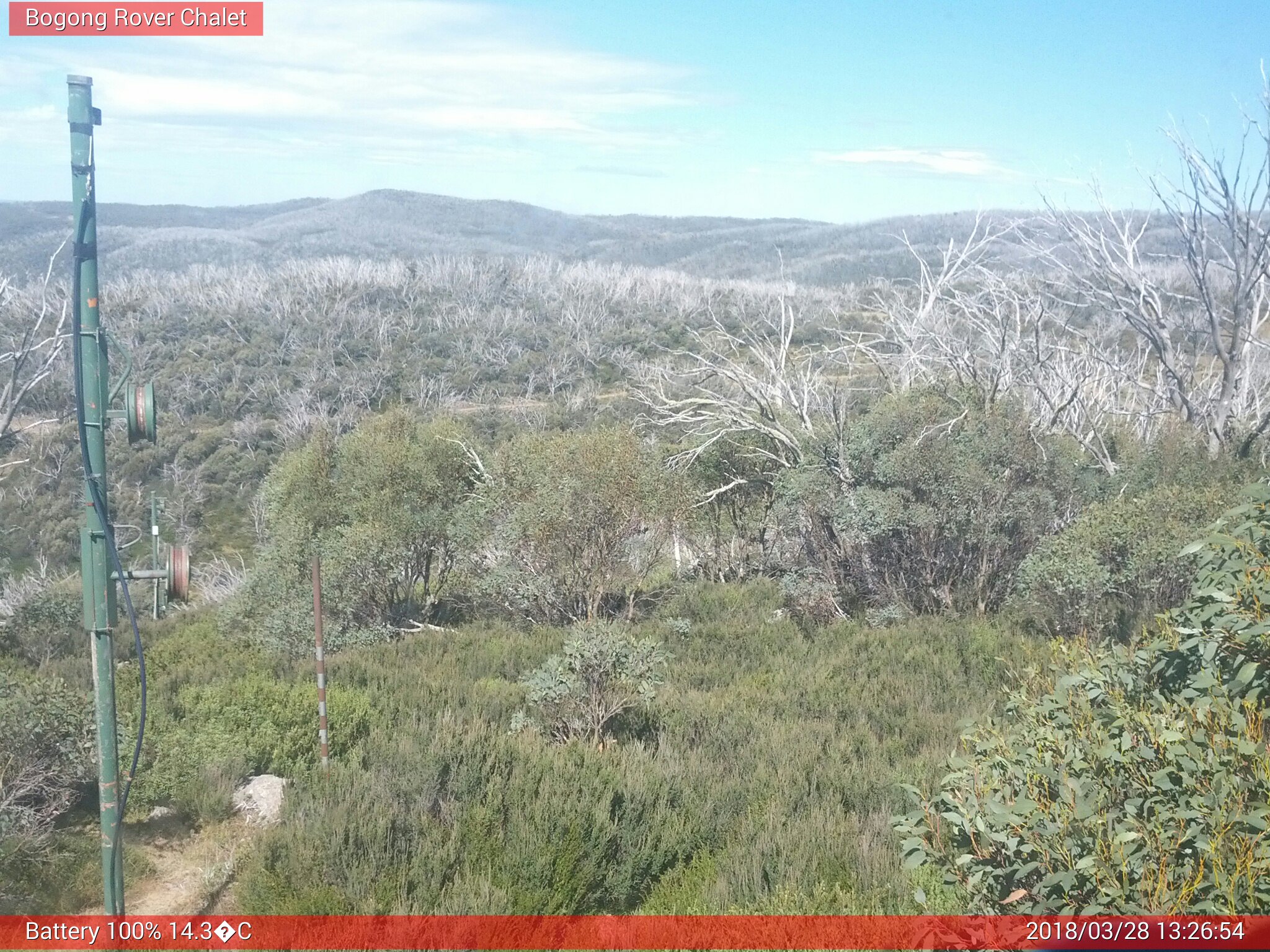 Bogong Web Cam 1:26pm Wednesday 28th of March 2018