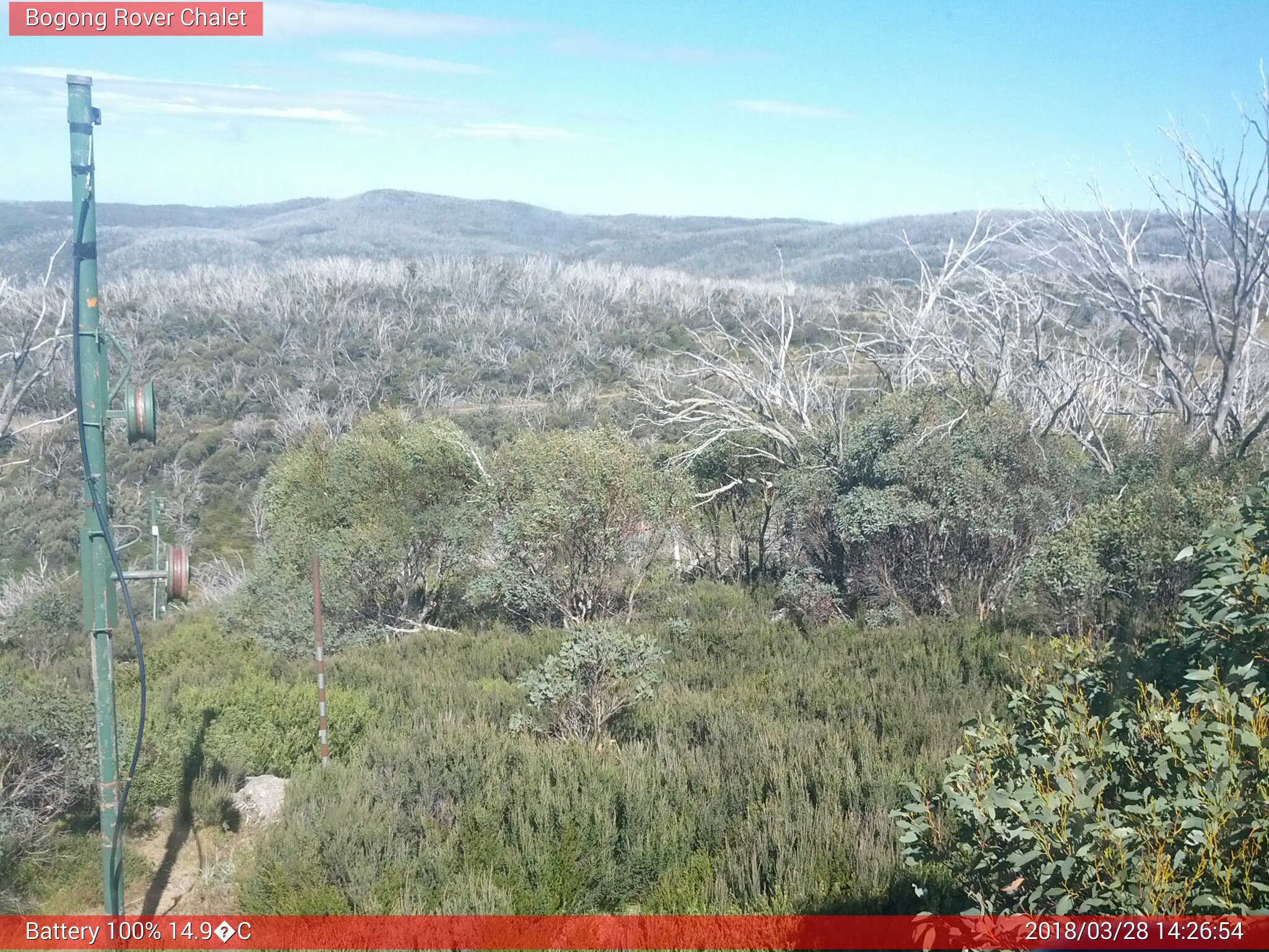 Bogong Web Cam 2:26pm Wednesday 28th of March 2018