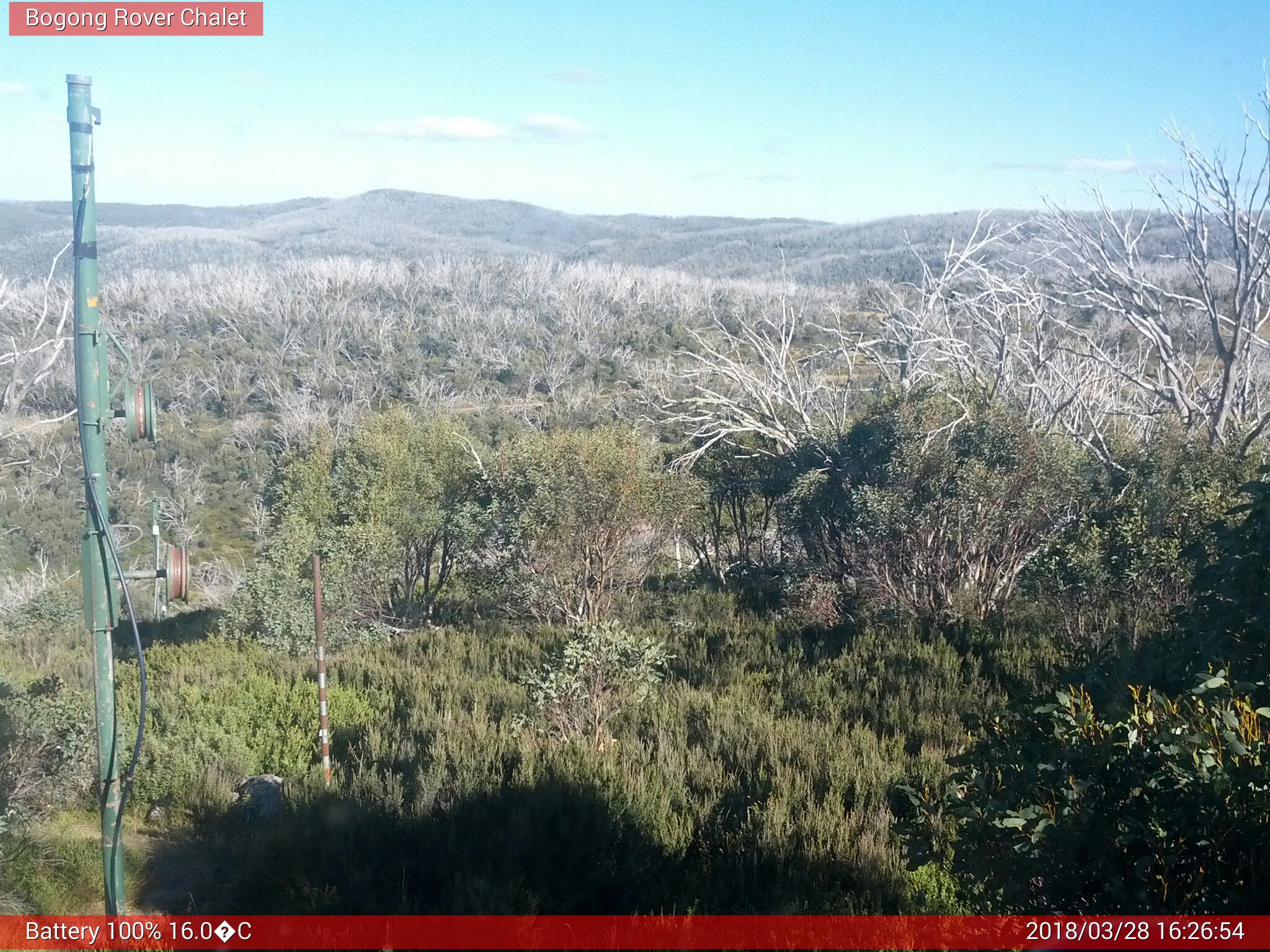 Bogong Web Cam 4:26pm Wednesday 28th of March 2018