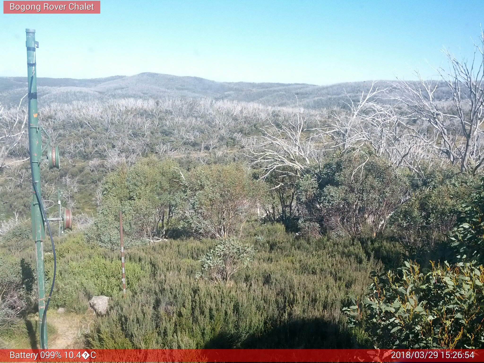 Bogong Web Cam 3:26pm Thursday 29th of March 2018