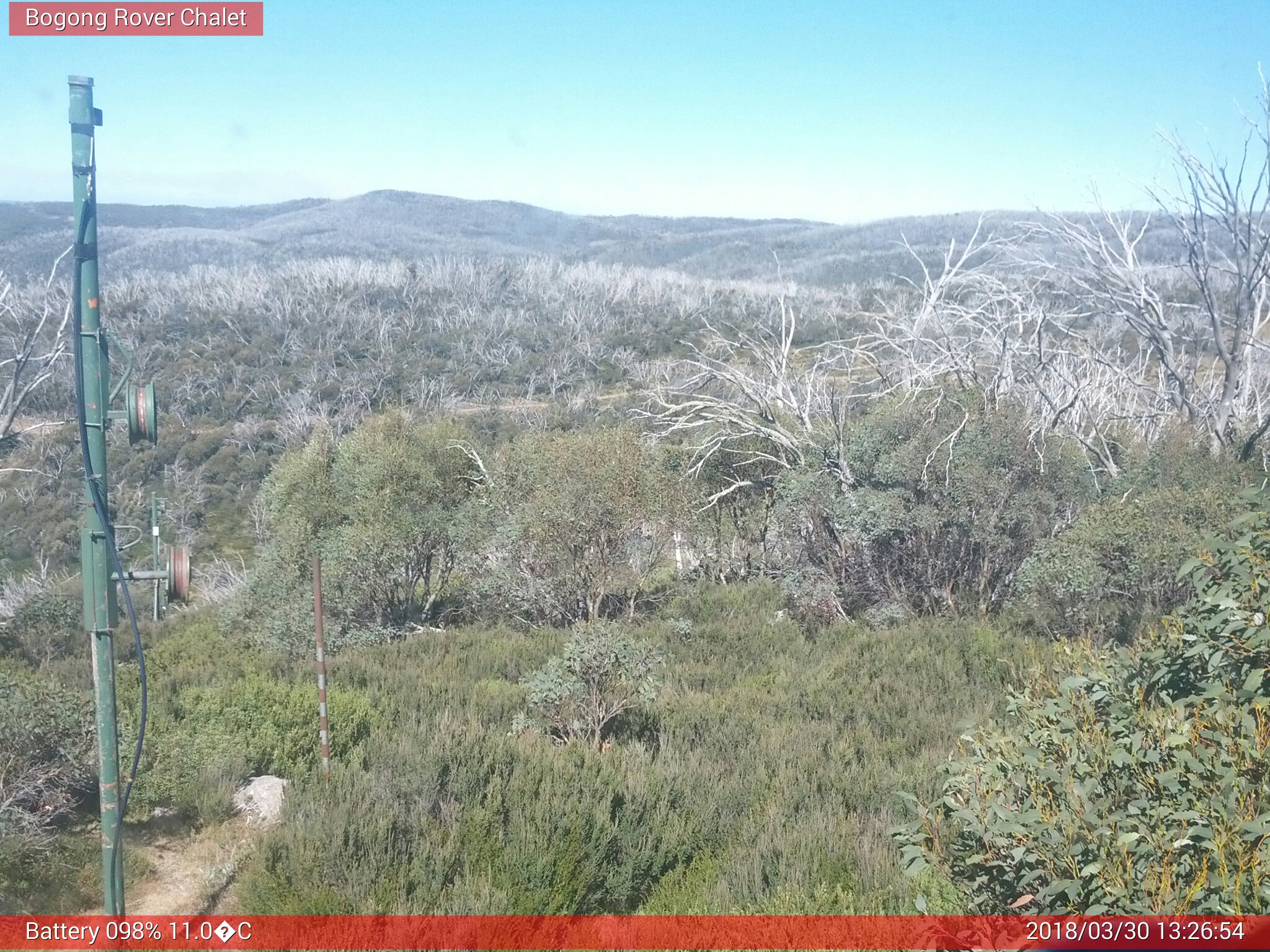 Bogong Web Cam 1:26pm Friday 30th of March 2018