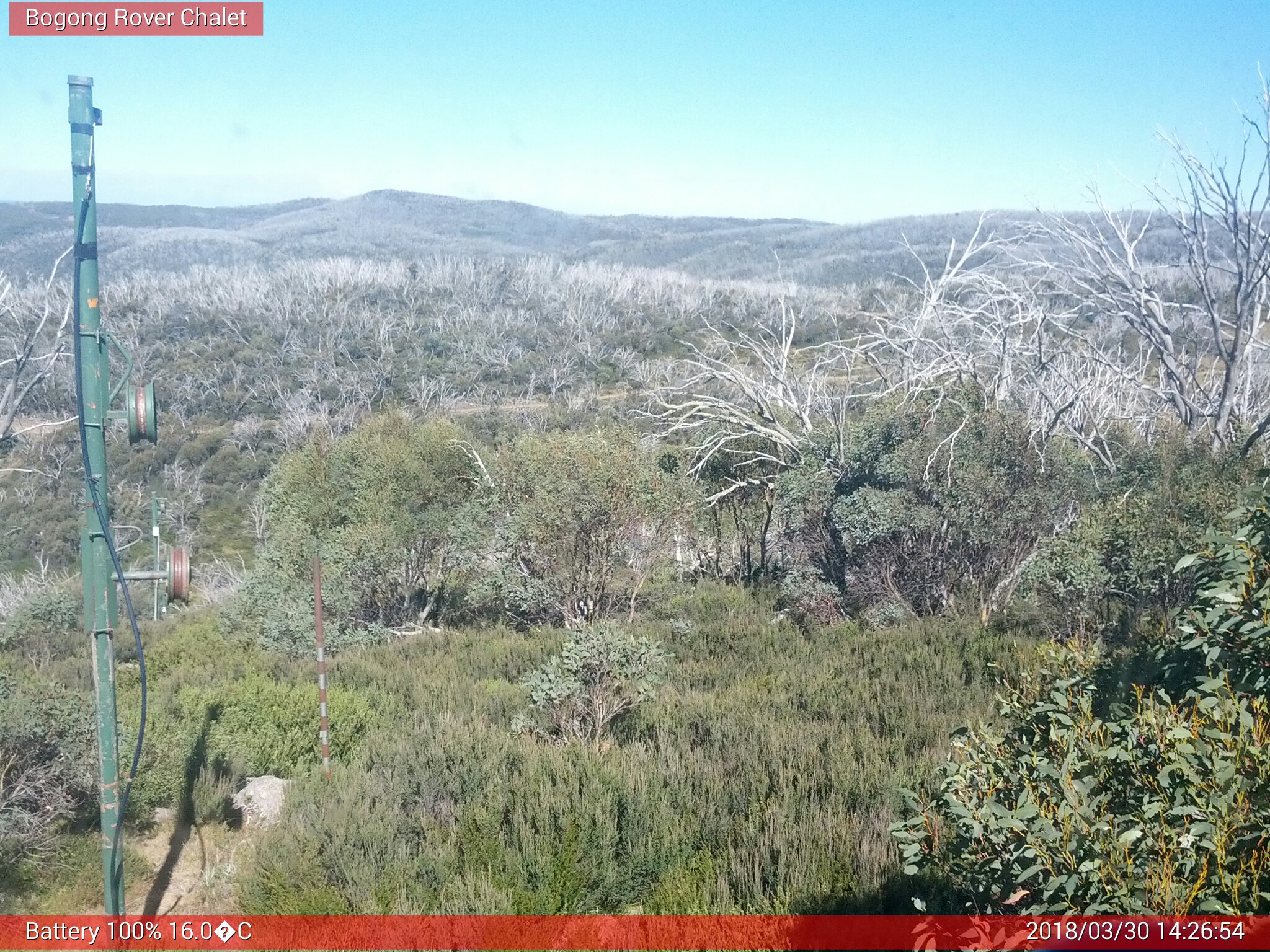 Bogong Web Cam 2:26pm Friday 30th of March 2018