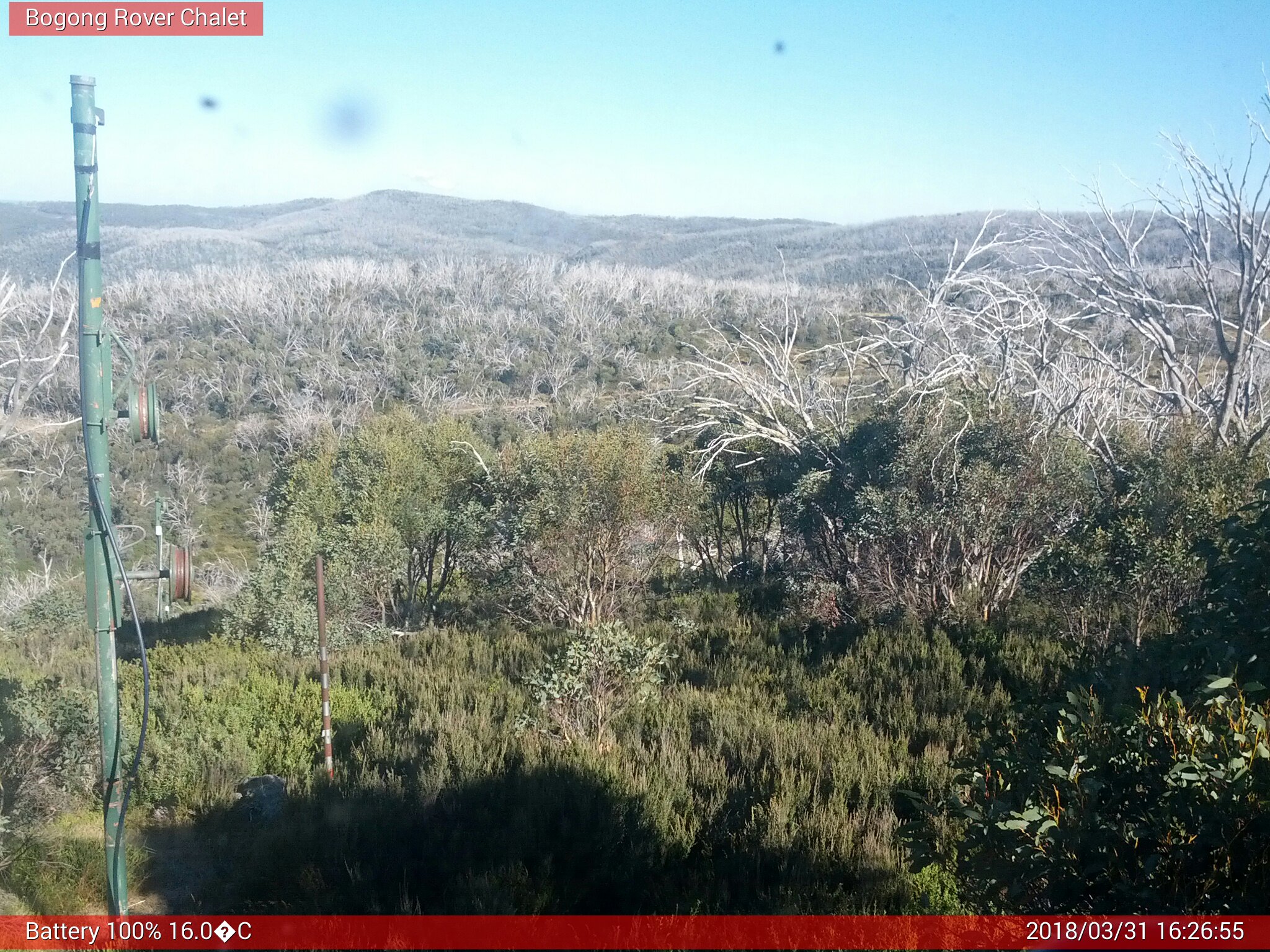 Bogong Web Cam 4:26pm Saturday 31st of March 2018