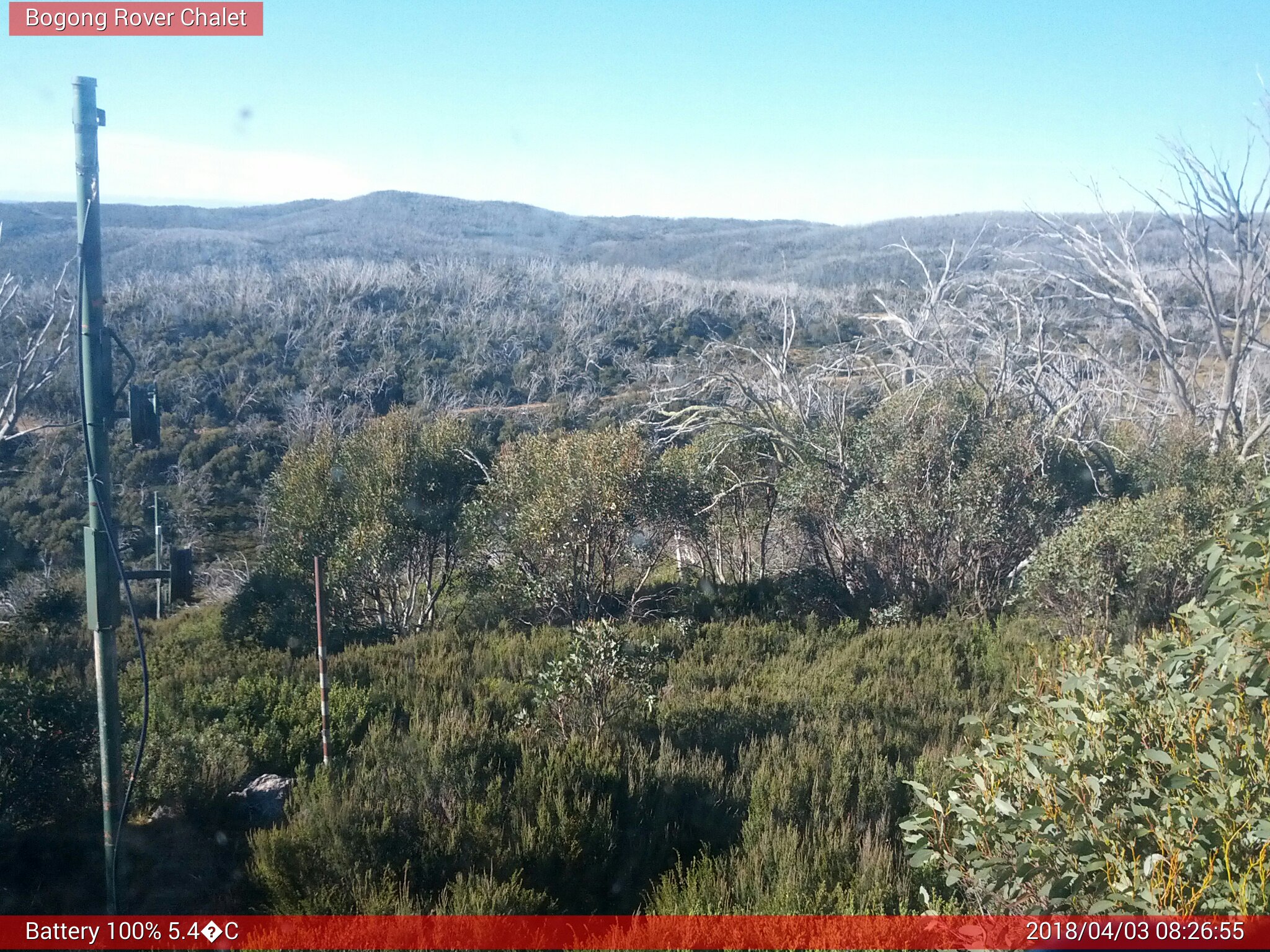 Bogong Web Cam 8:26am Tuesday 3rd of April 2018