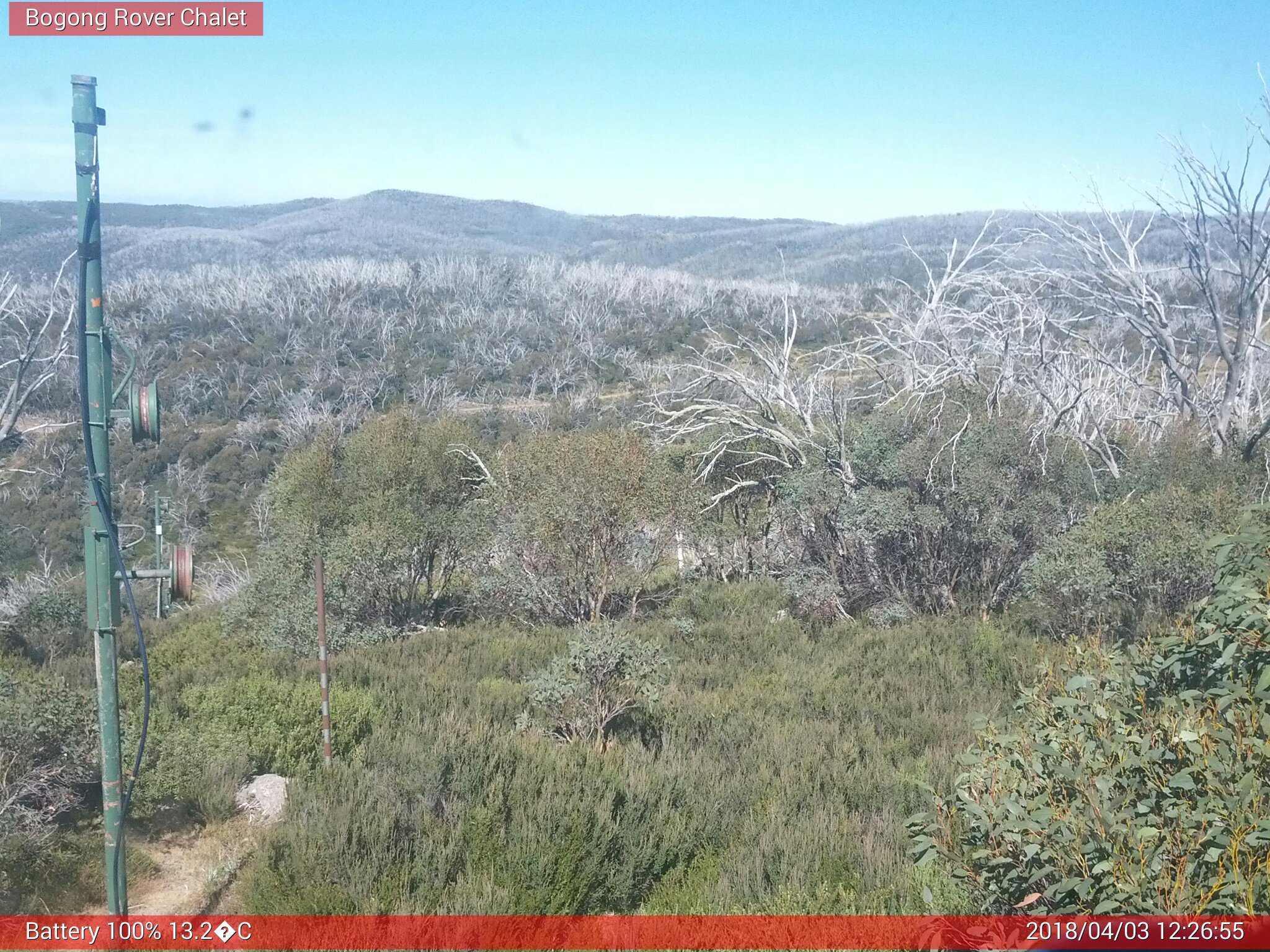 Bogong Web Cam 12:26pm Tuesday 3rd of April 2018