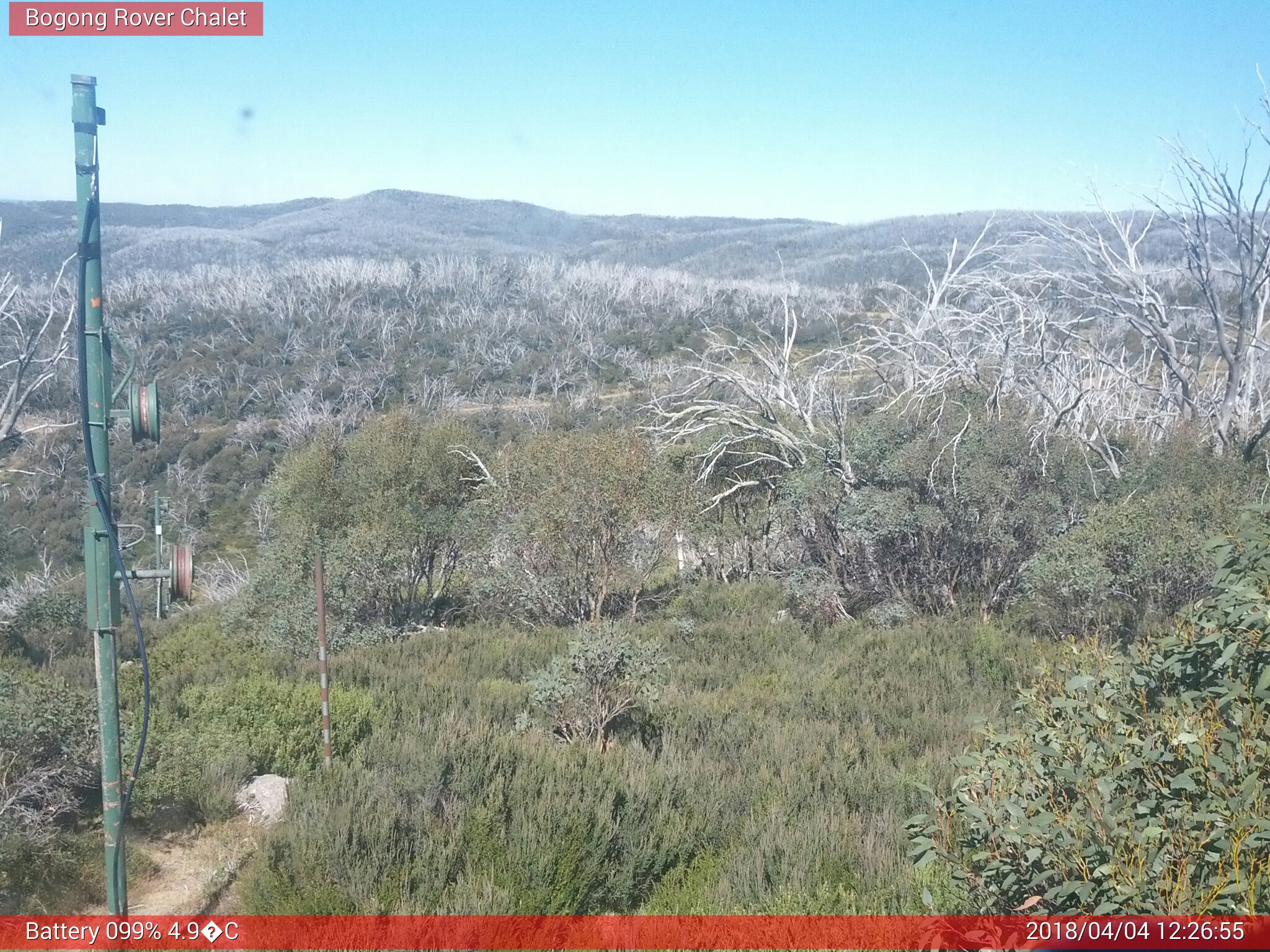 Bogong Web Cam 12:26pm Wednesday 4th of April 2018