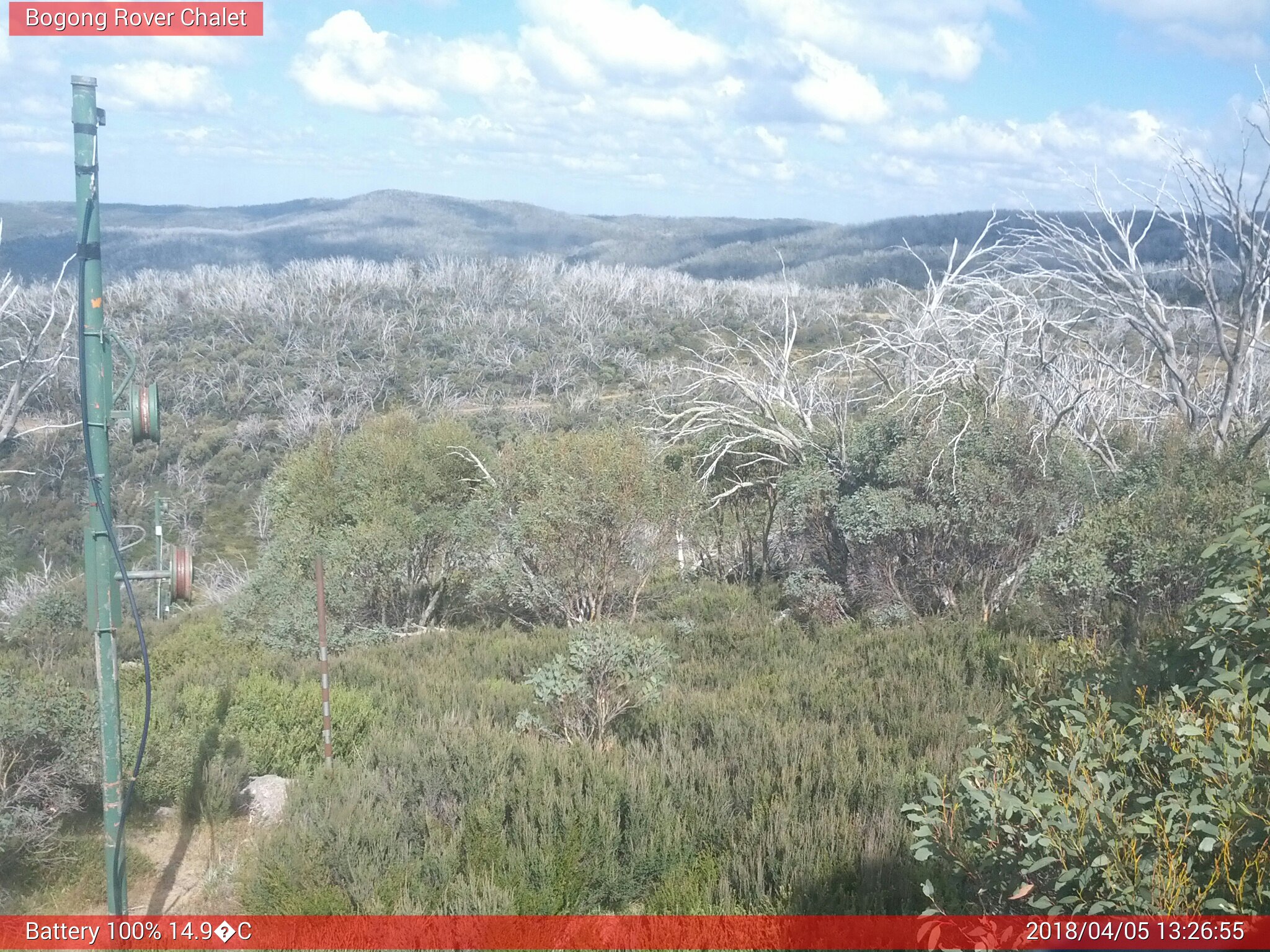 Bogong Web Cam 1:26pm Thursday 5th of April 2018