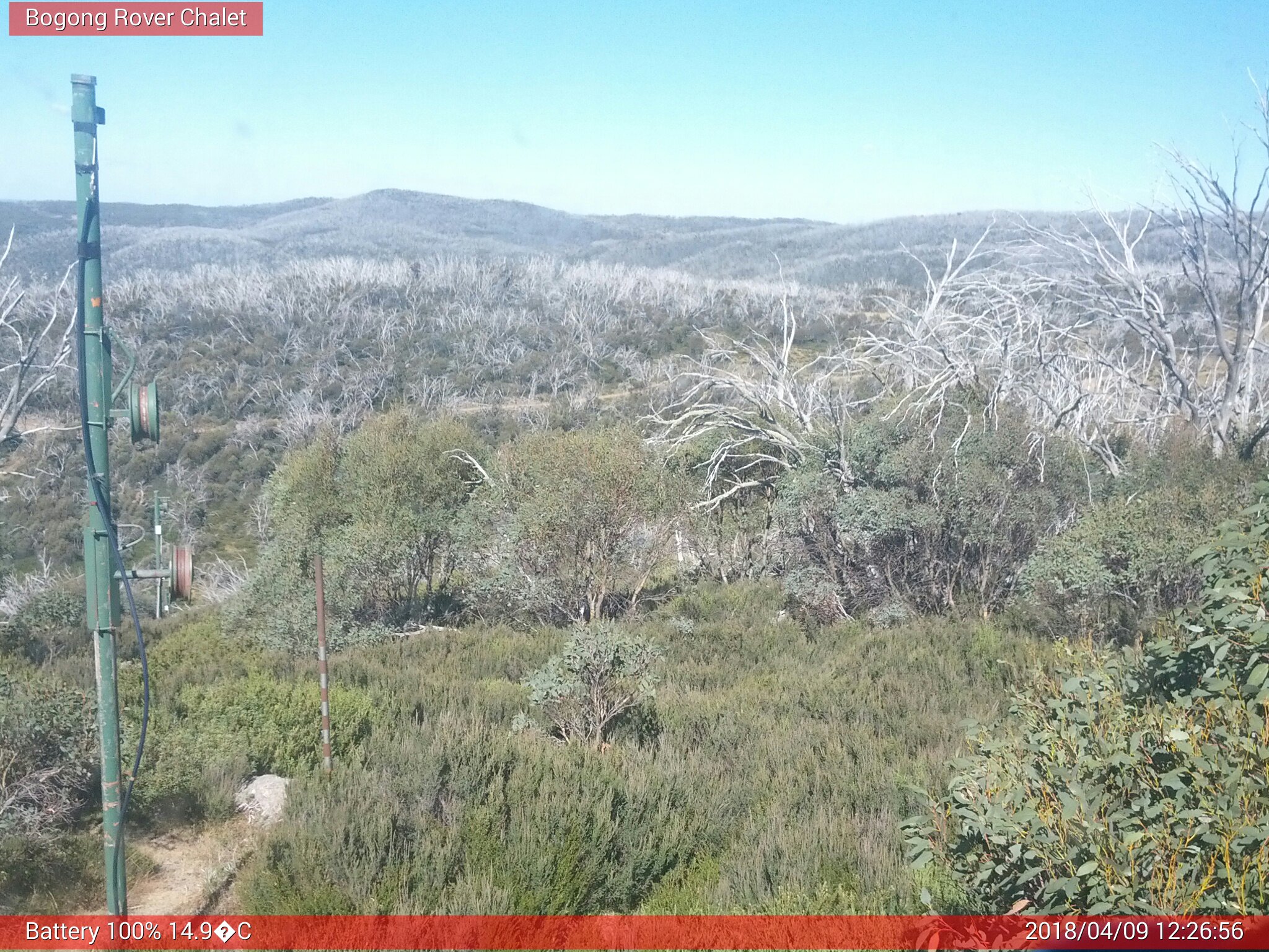 Bogong Web Cam 12:26pm Monday 9th of April 2018