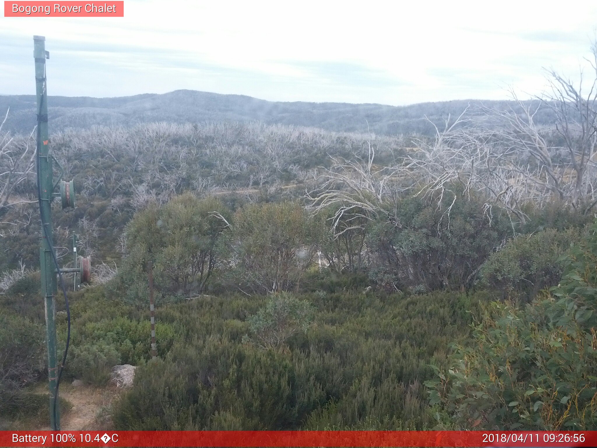 Bogong Web Cam 9:26am Wednesday 11th of April 2018