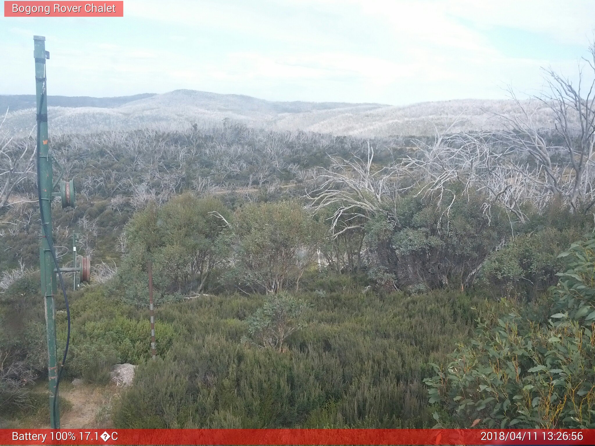 Bogong Web Cam 1:26pm Wednesday 11th of April 2018