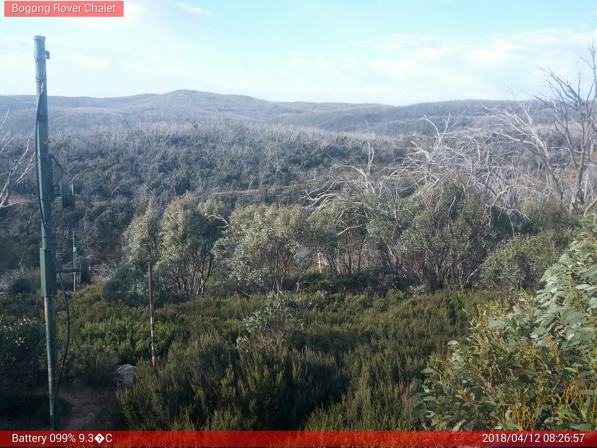 Bogong Web Cam 8:26am Thursday 12th of April 2018