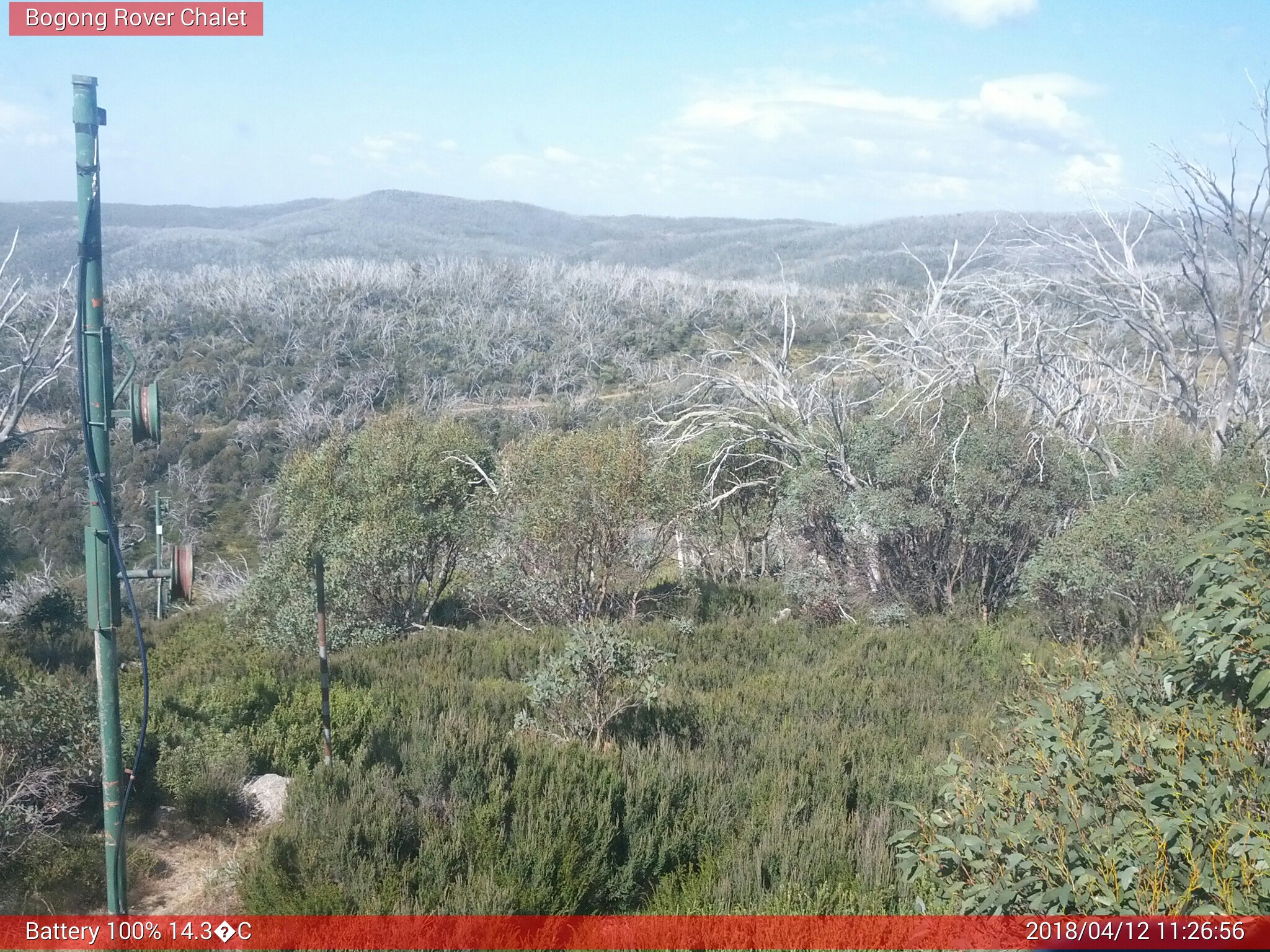 Bogong Web Cam 11:26am Thursday 12th of April 2018